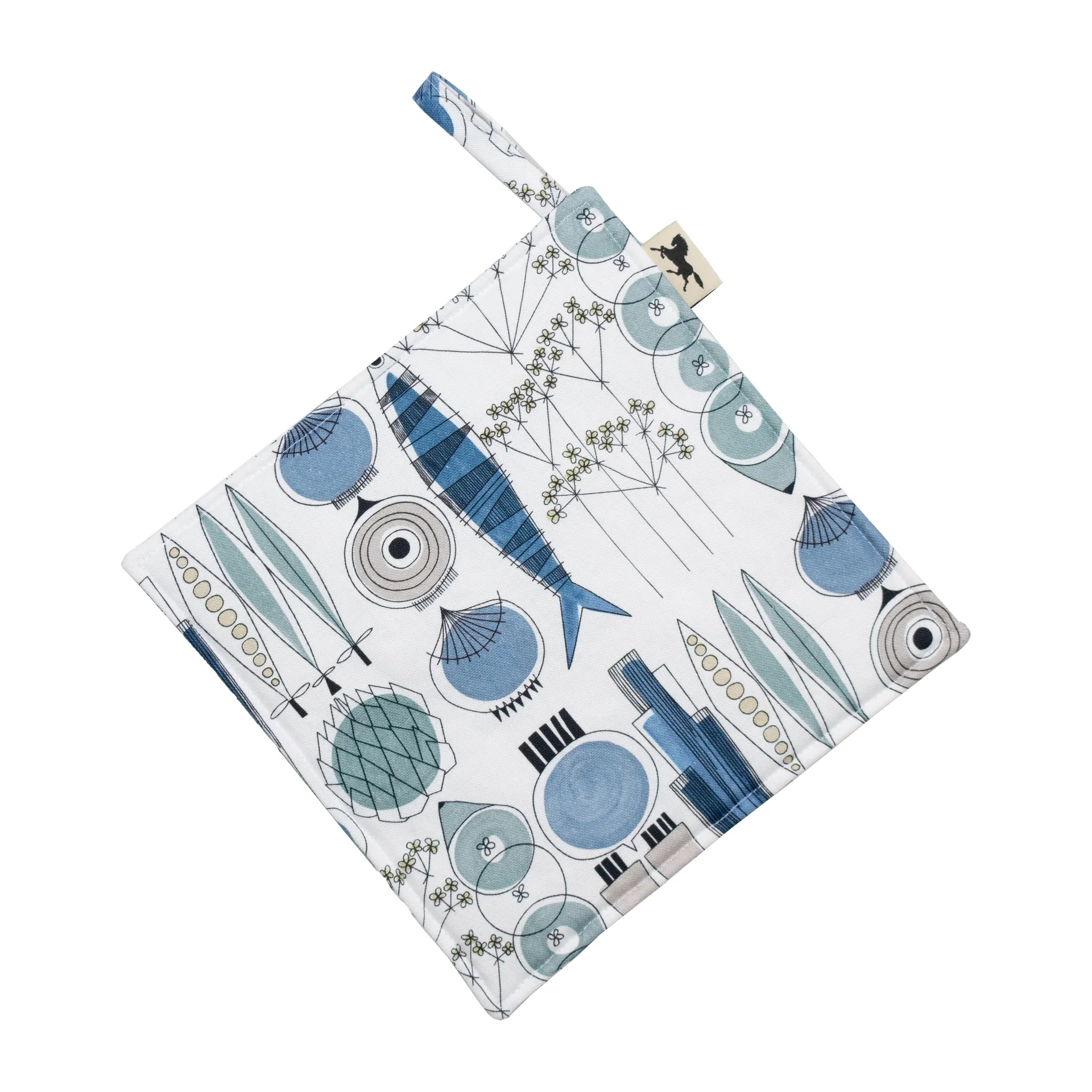 Agarrador Picknick 23x23 cm estampado pequeño, Azul-beige Almedahls