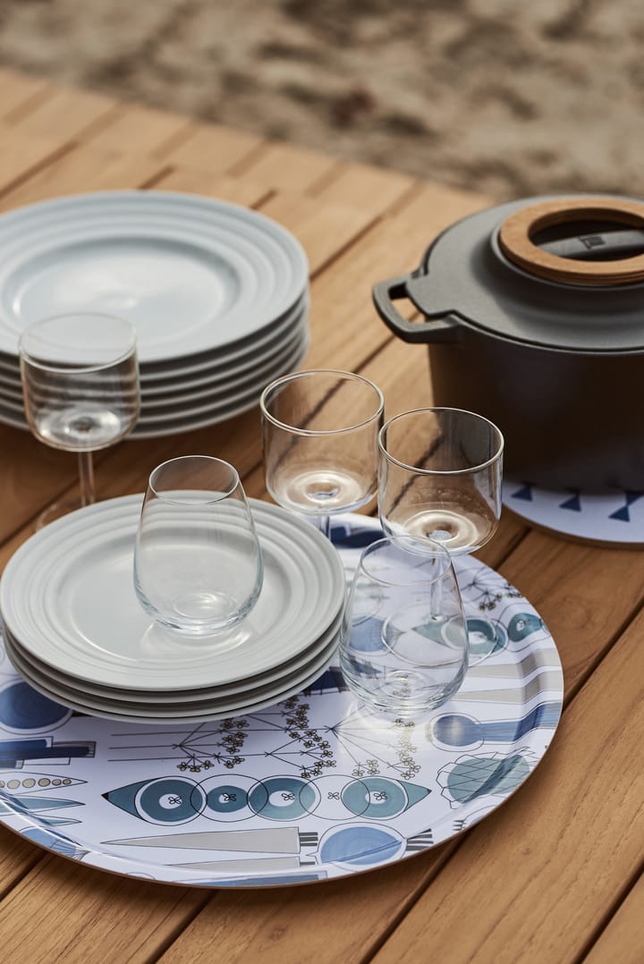 Bandeja Picknick Ø38 cm, Azul-beige Almedahls