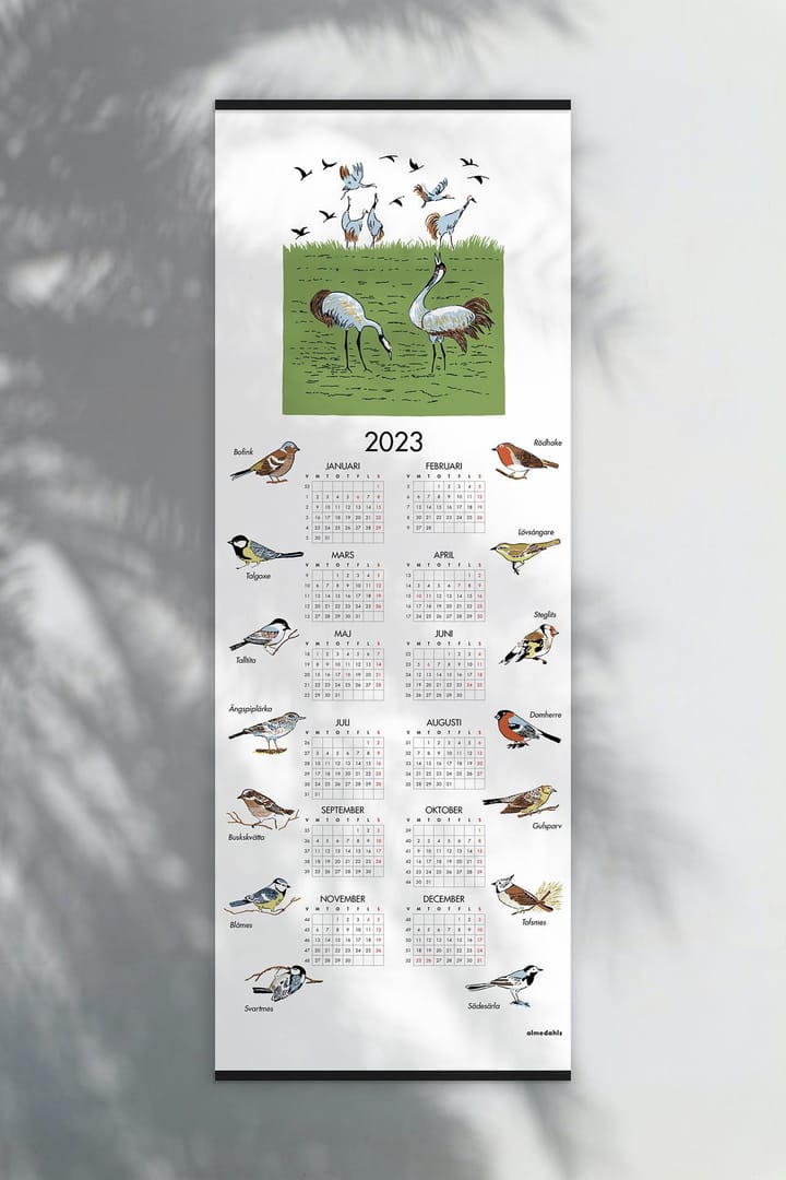 Calendario aves suecas 2023 - 35x90 cm  - Almedahls