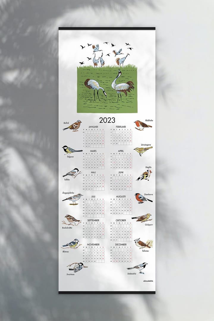Calendario aves suecas 2023, 35x90 cm  Almedahls
