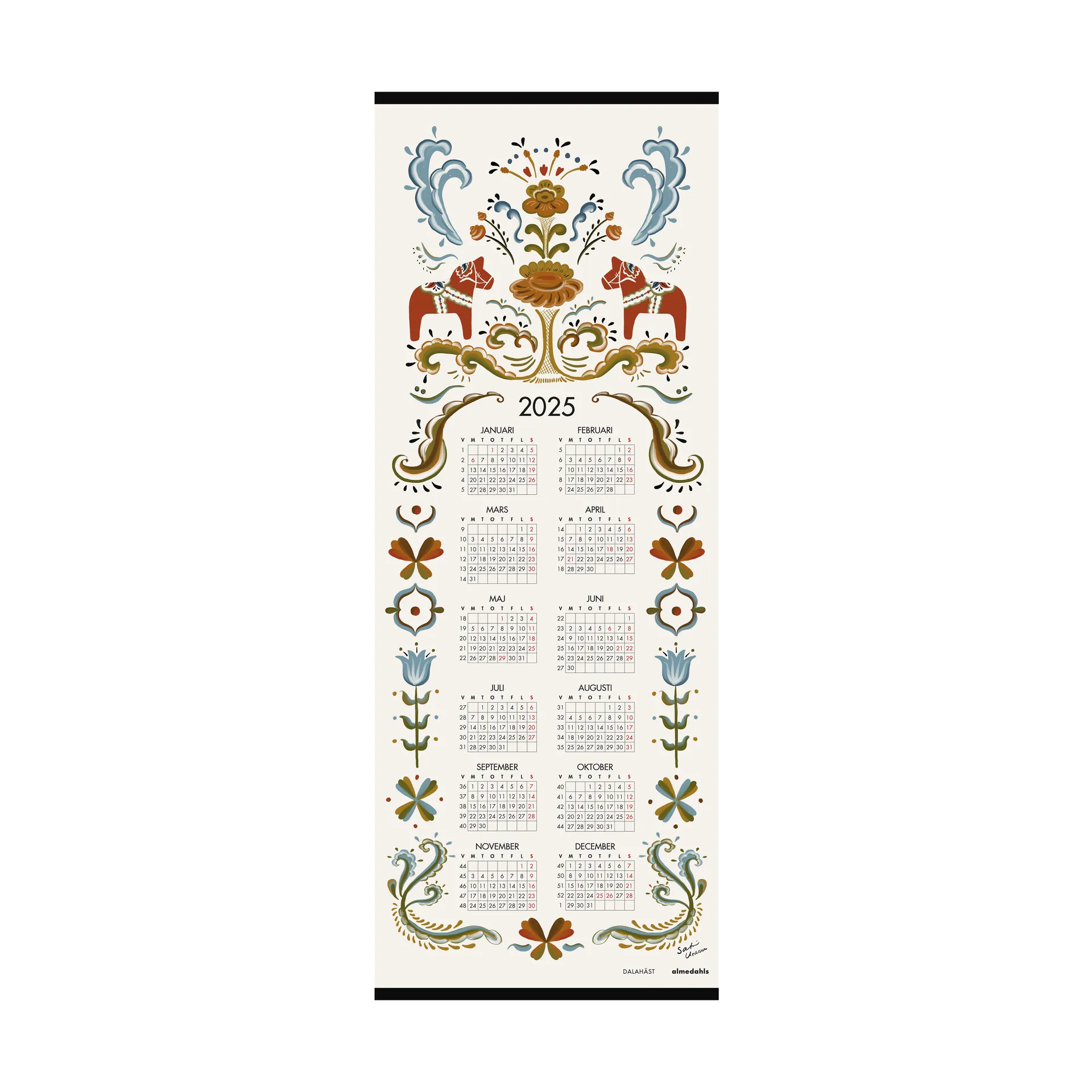 Calendario Dalahäst 2025, 35x90 cm Almedahls