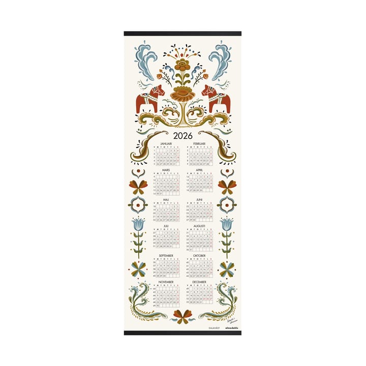 Calendario Dalahäst 2026 - 35 x 90 cm - Almedahls