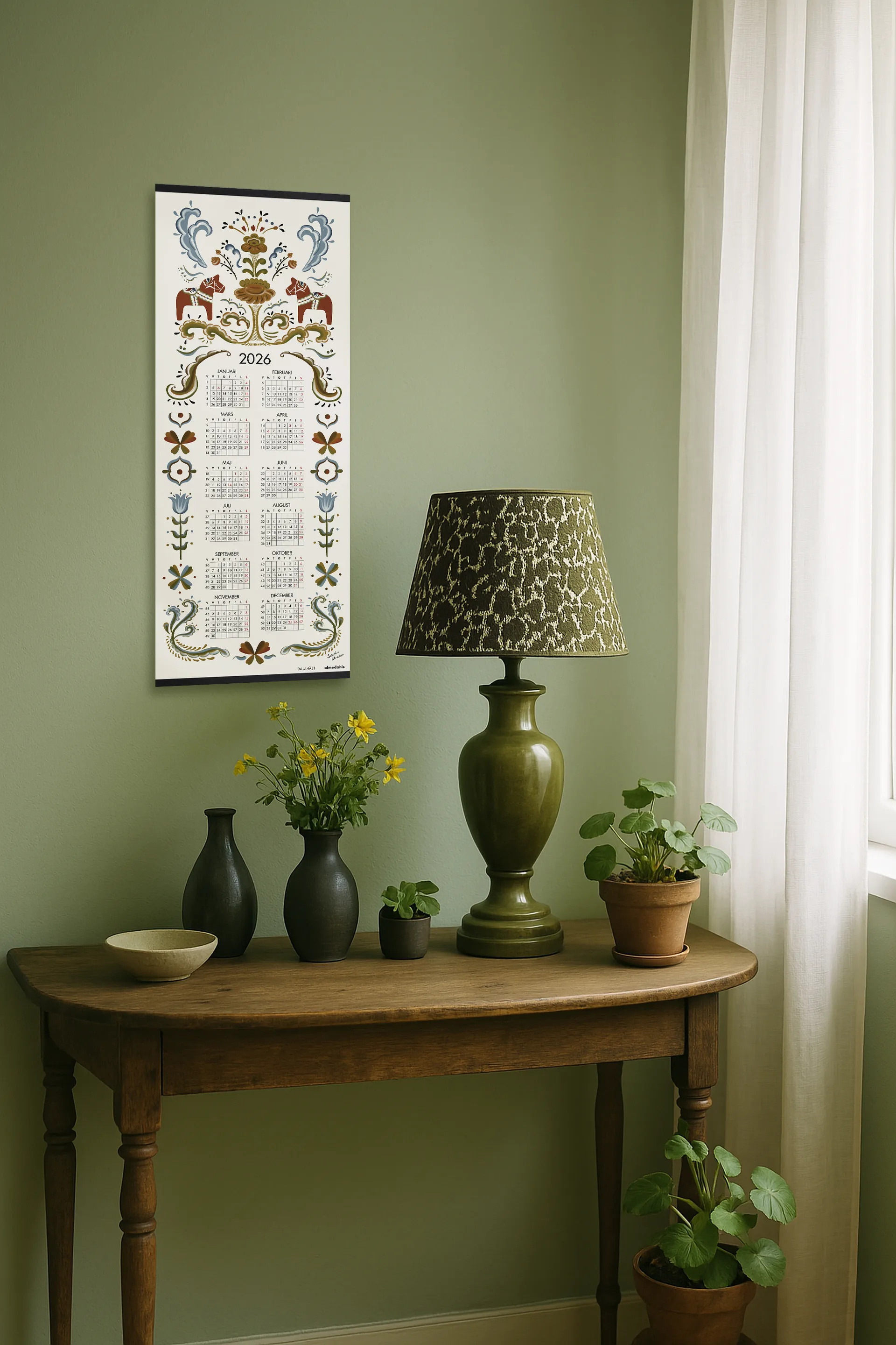 Calendario Dalahäst 2026, 35 x 90 cm Almedahls