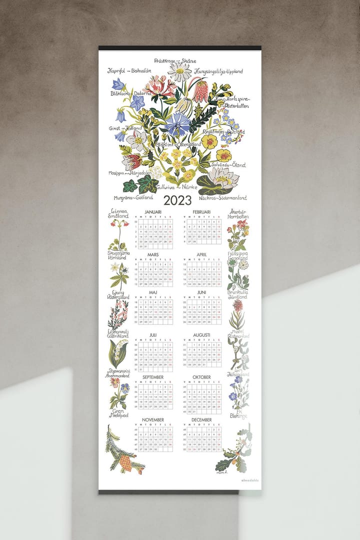 Calendario flores regionales 2023, 35x90 cm  Almedahls