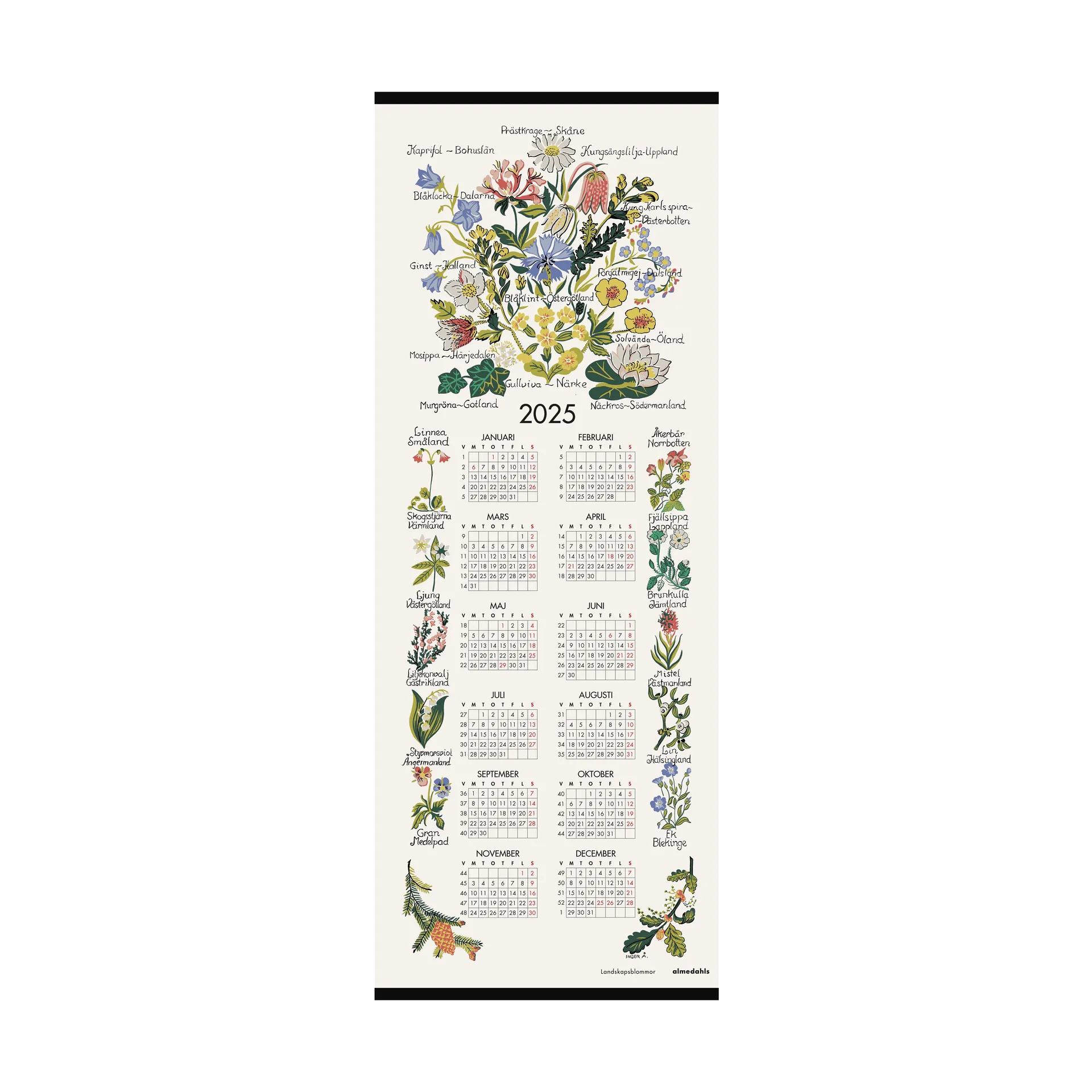 Calendario Landskapsblommor 2025, 35x90 cm Almedahls