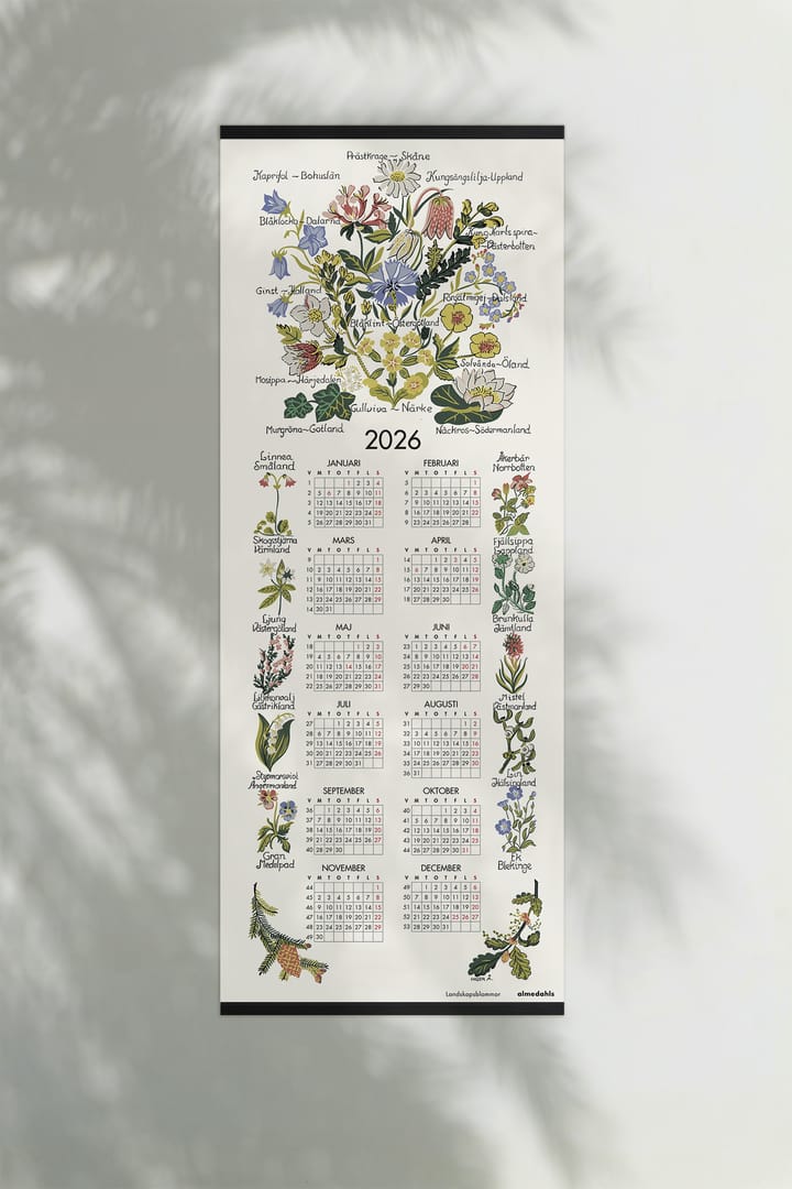 Calendario Landskapsblommor 2026, 35x90 cm Almedahls