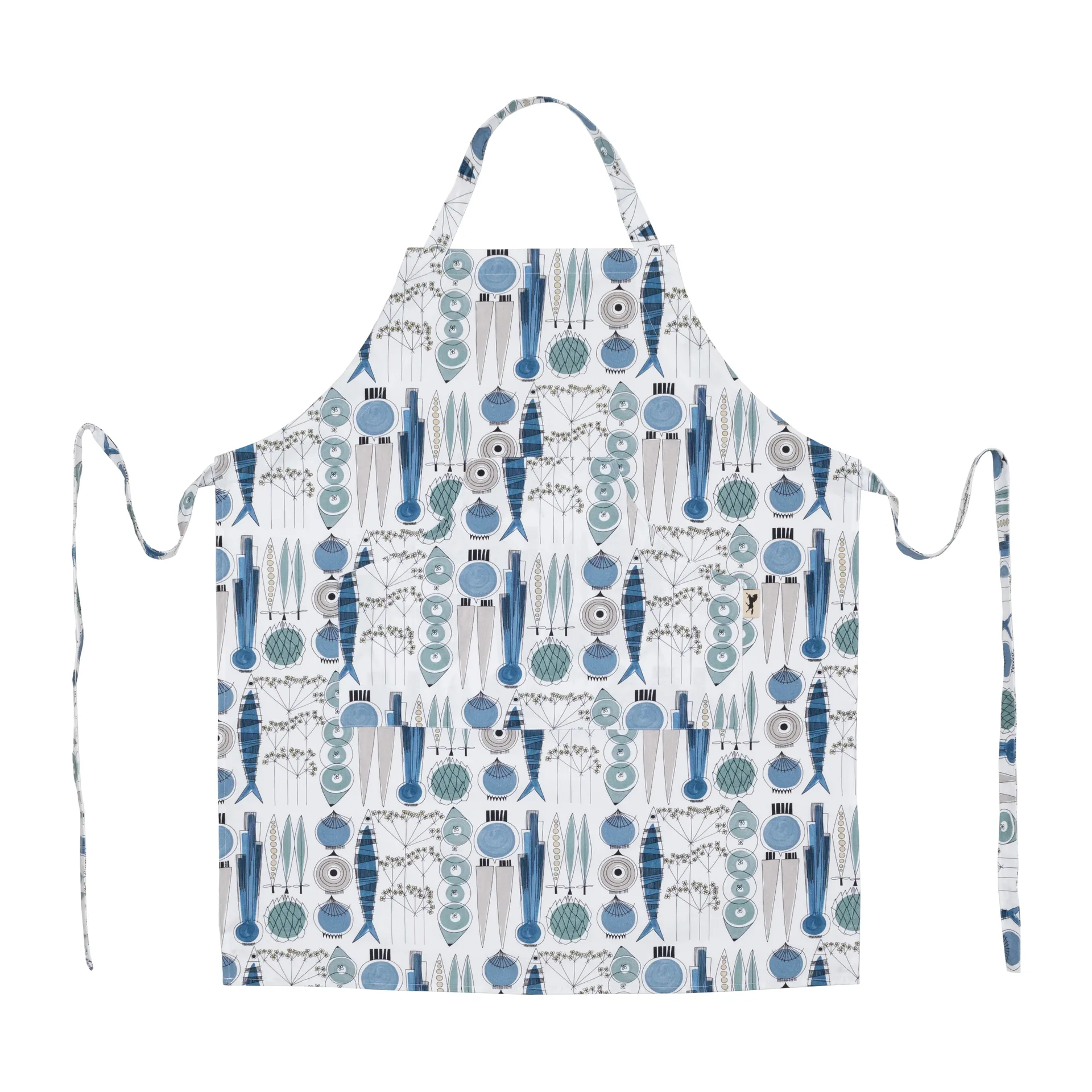 Delantal Picknick estampado pequeño, Azul-beige Almedahls