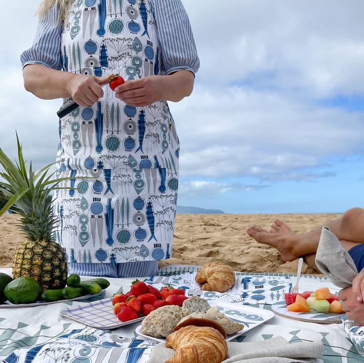Delantal Picknick estampado pequeño, Azul-beige Almedahls