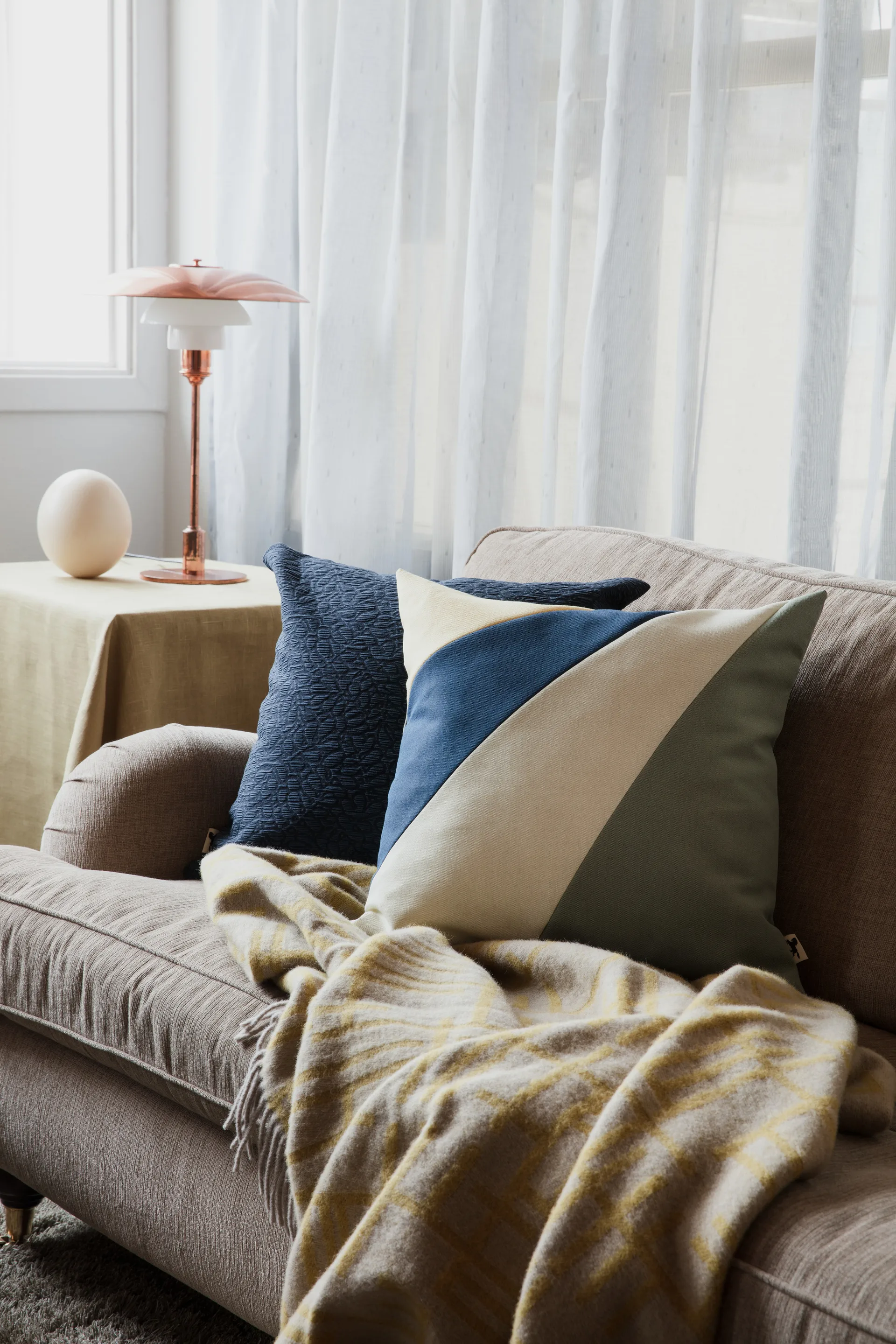 Funda de cojín Alma 50x50 cm, verde-amarillo Almedahls