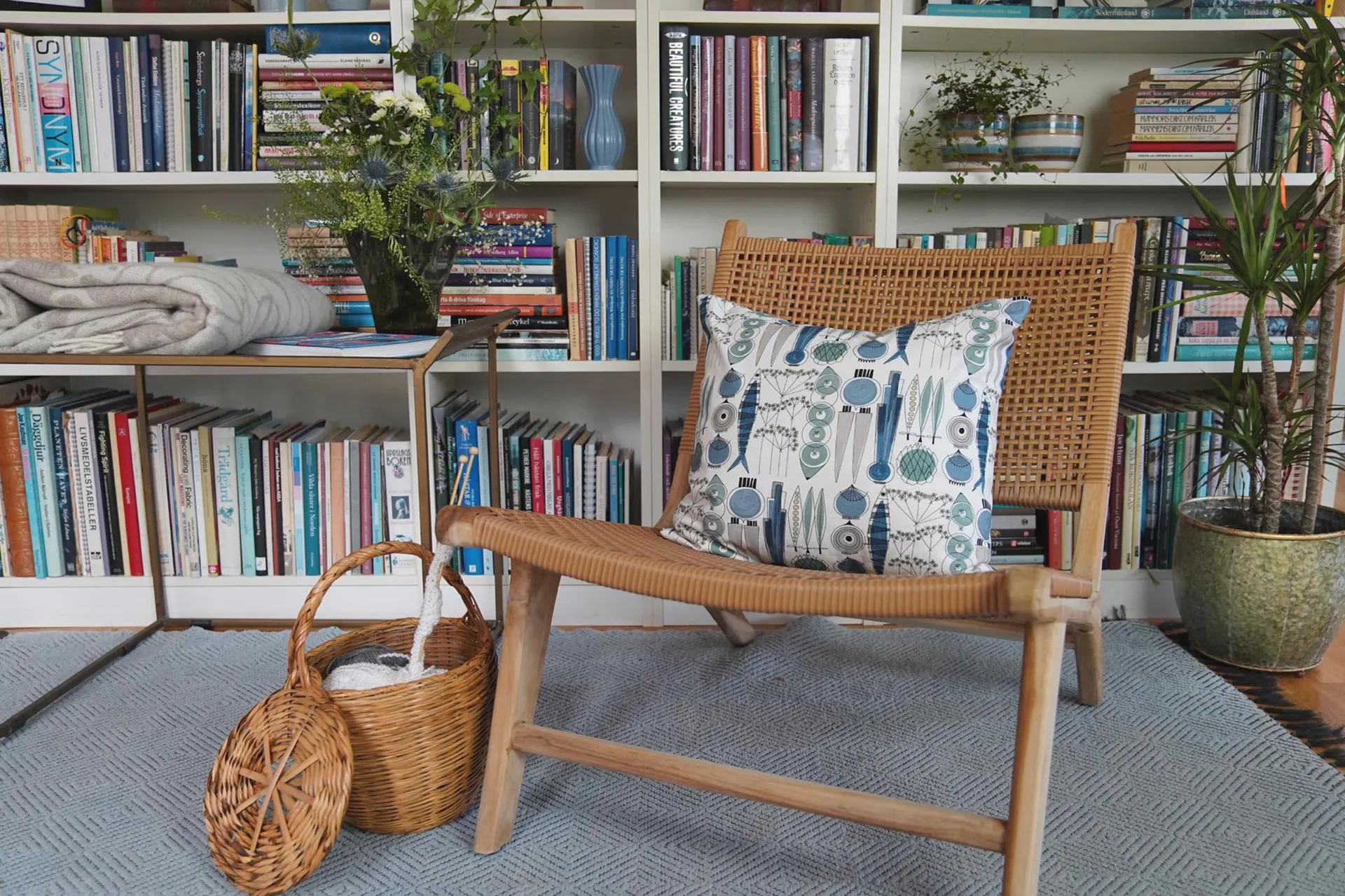 Funda de cojín Picknick 47x47 cm, Azul-beige Almedahls