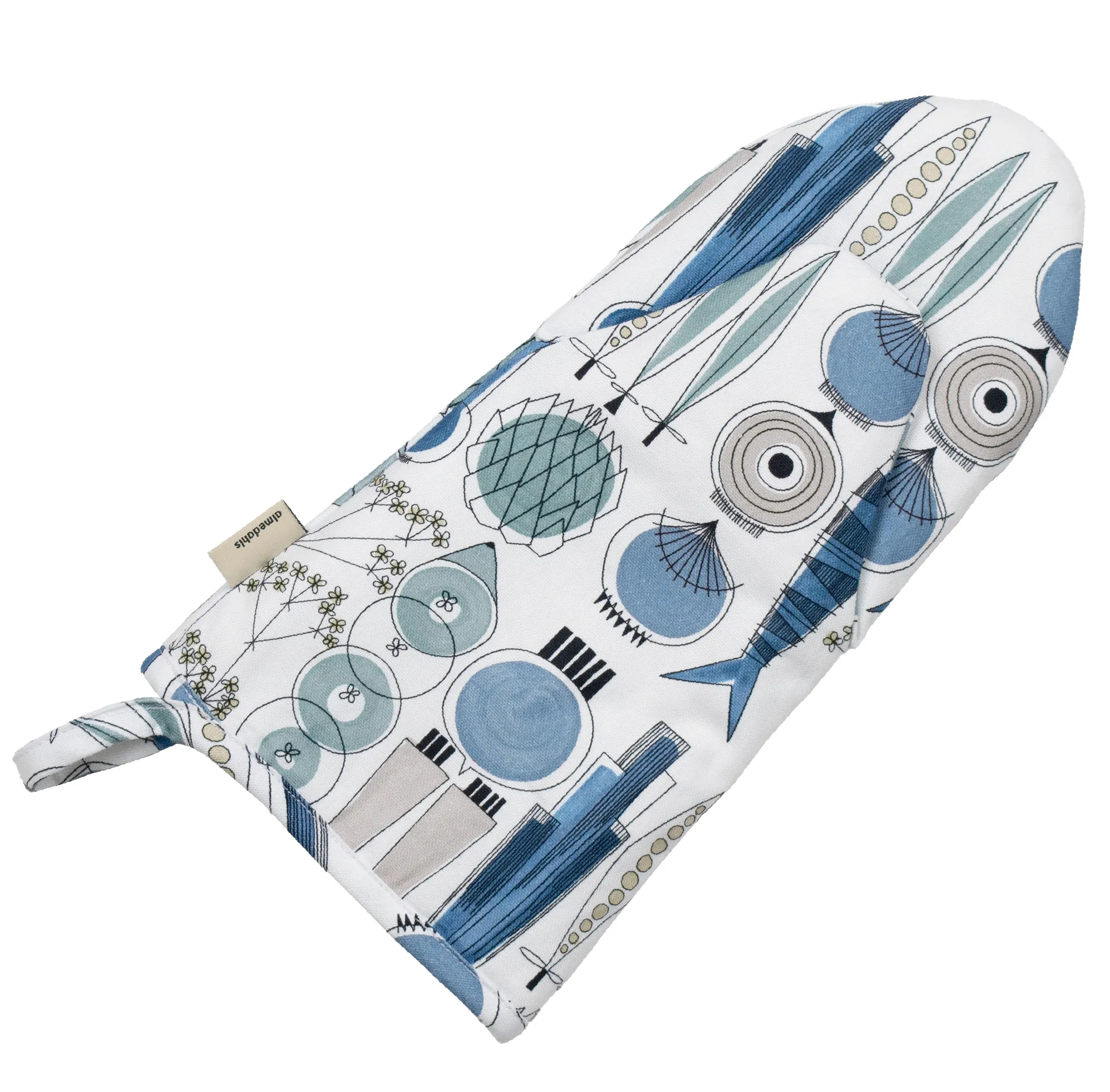 Manopla de horno Picknick estampado pequeño, Azul-beige Almedahls