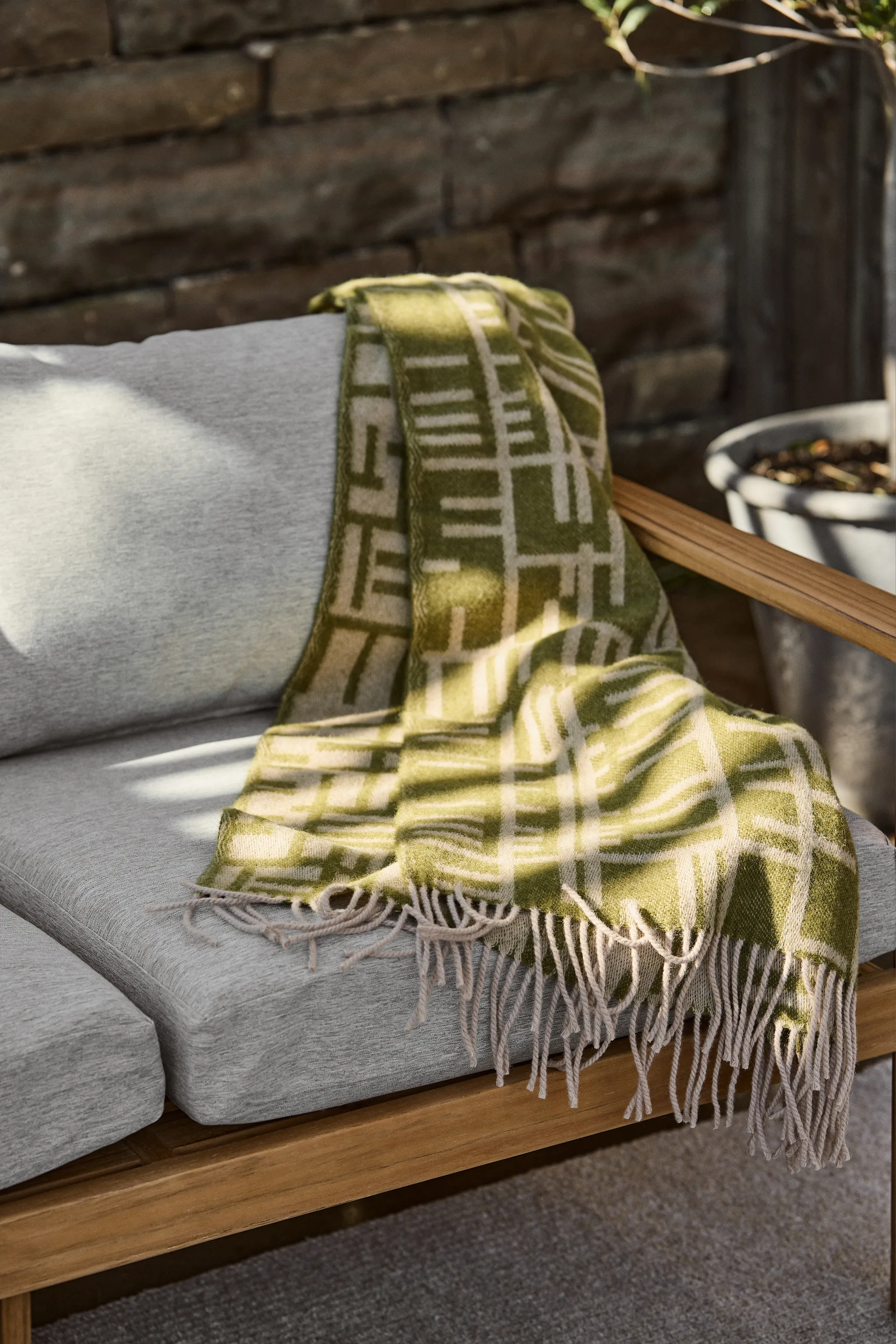 Manta Pickepin 130x170 cm, Verde musgo-beige Almedahls