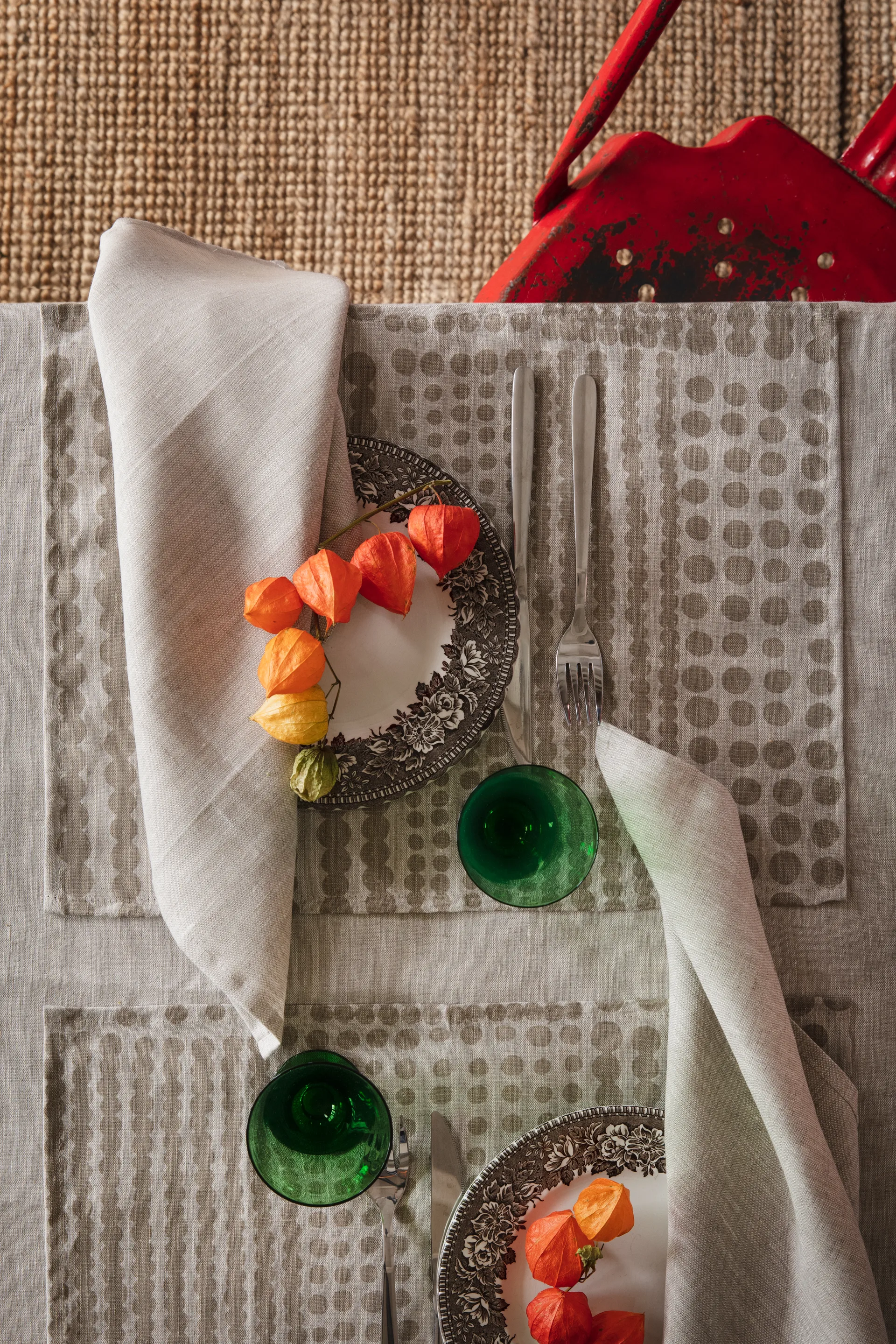 Mantel individual Pricktyg 34x45 cm, Natur-taupe Almedahls