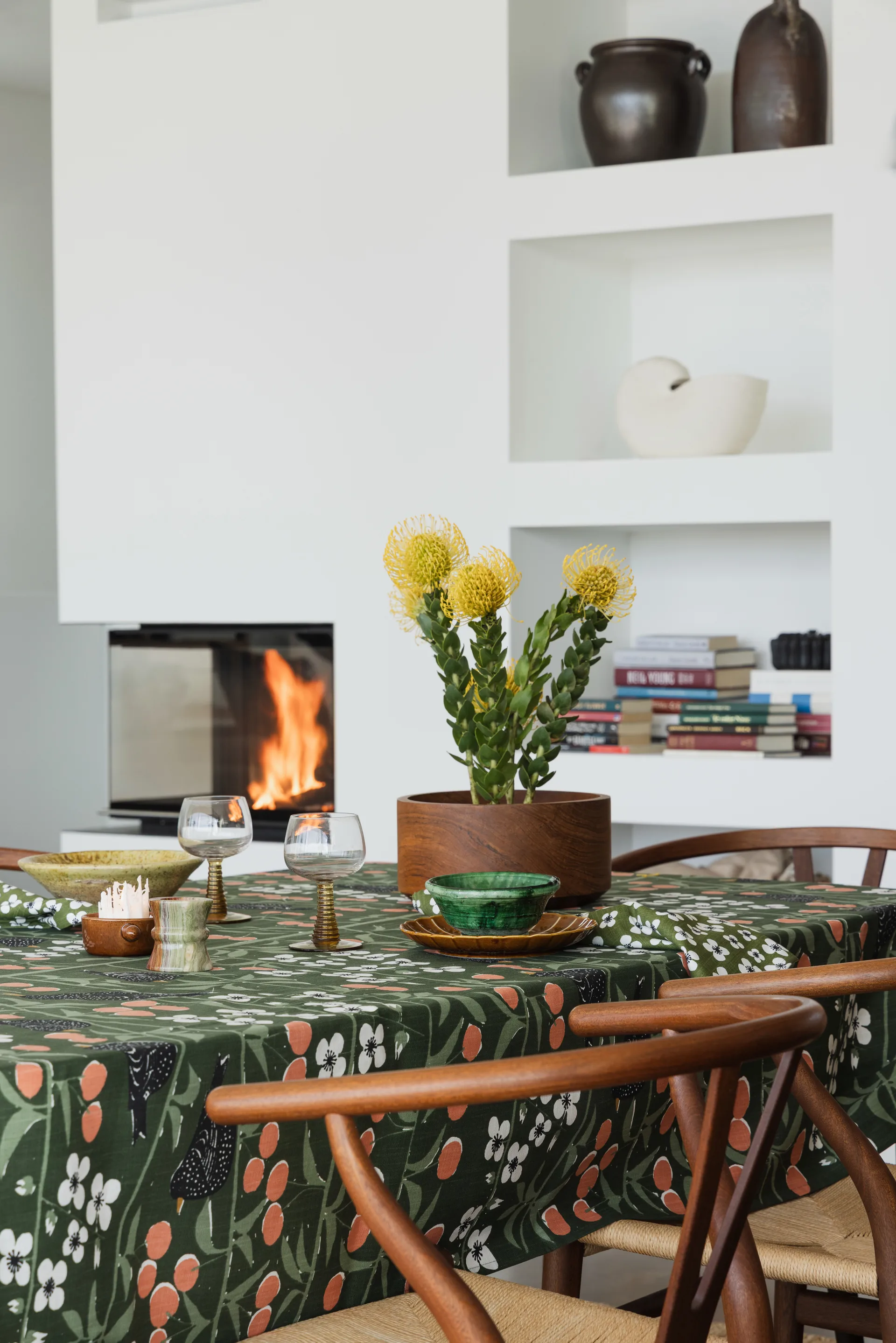 Mantel Körsbärsträdgården, Verde oscuro, 145x250 cm Almedahls