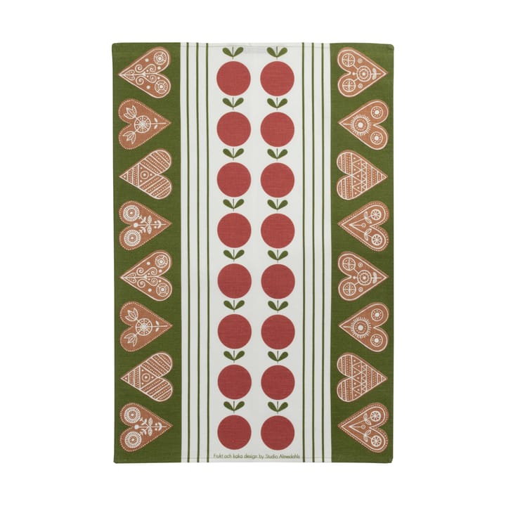 Paño de cocina Frukt och kaka 47x70 cm - Rojo-verde - Almedahls
