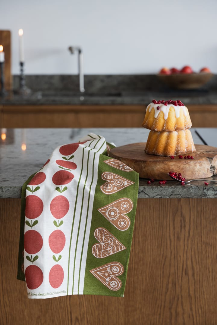 Paño de cocina Frukt och kaka 47x70 cm, Rojo-verde Almedahls
