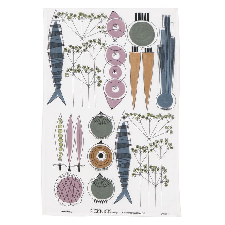 Paño de cocina Picknick - azul-rosa - Almedahls