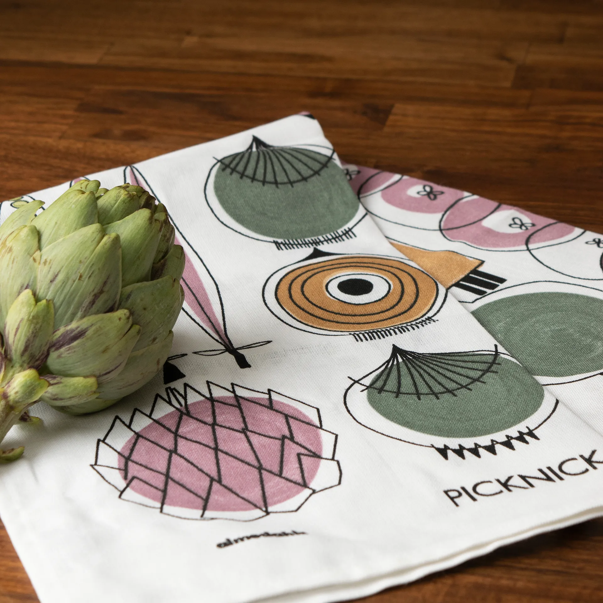 Paño de cocina Picknick, azul-rosa Almedahls