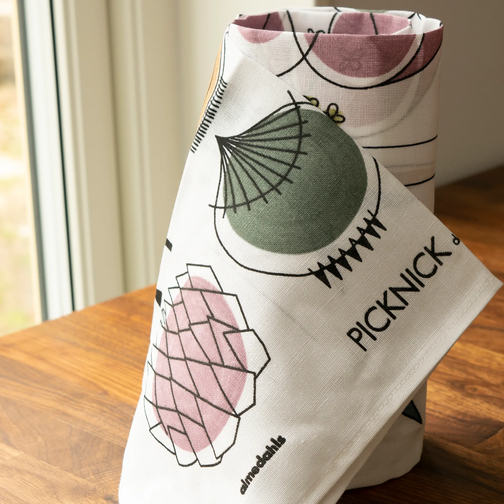 Paño de cocina Picknick, azul-rosa Almedahls