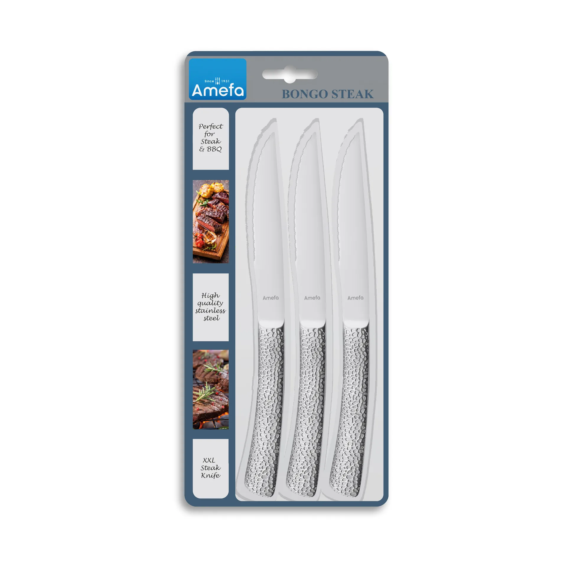Cuchillos de carne Bongo 3-pack, Acero inoxidable Amefa