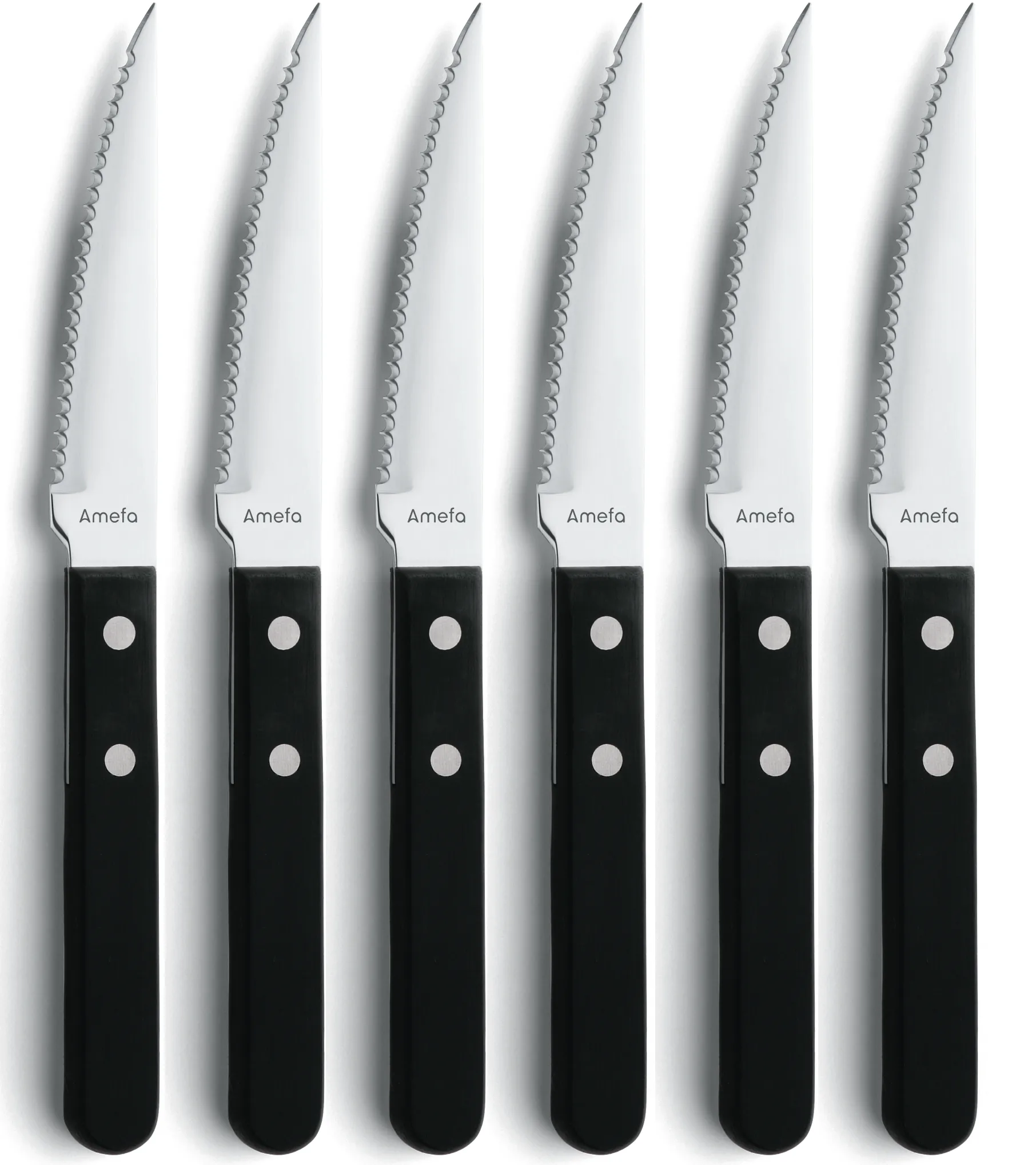Cuchillos de carne Pizza Noir 6-pack, Negro Amefa
