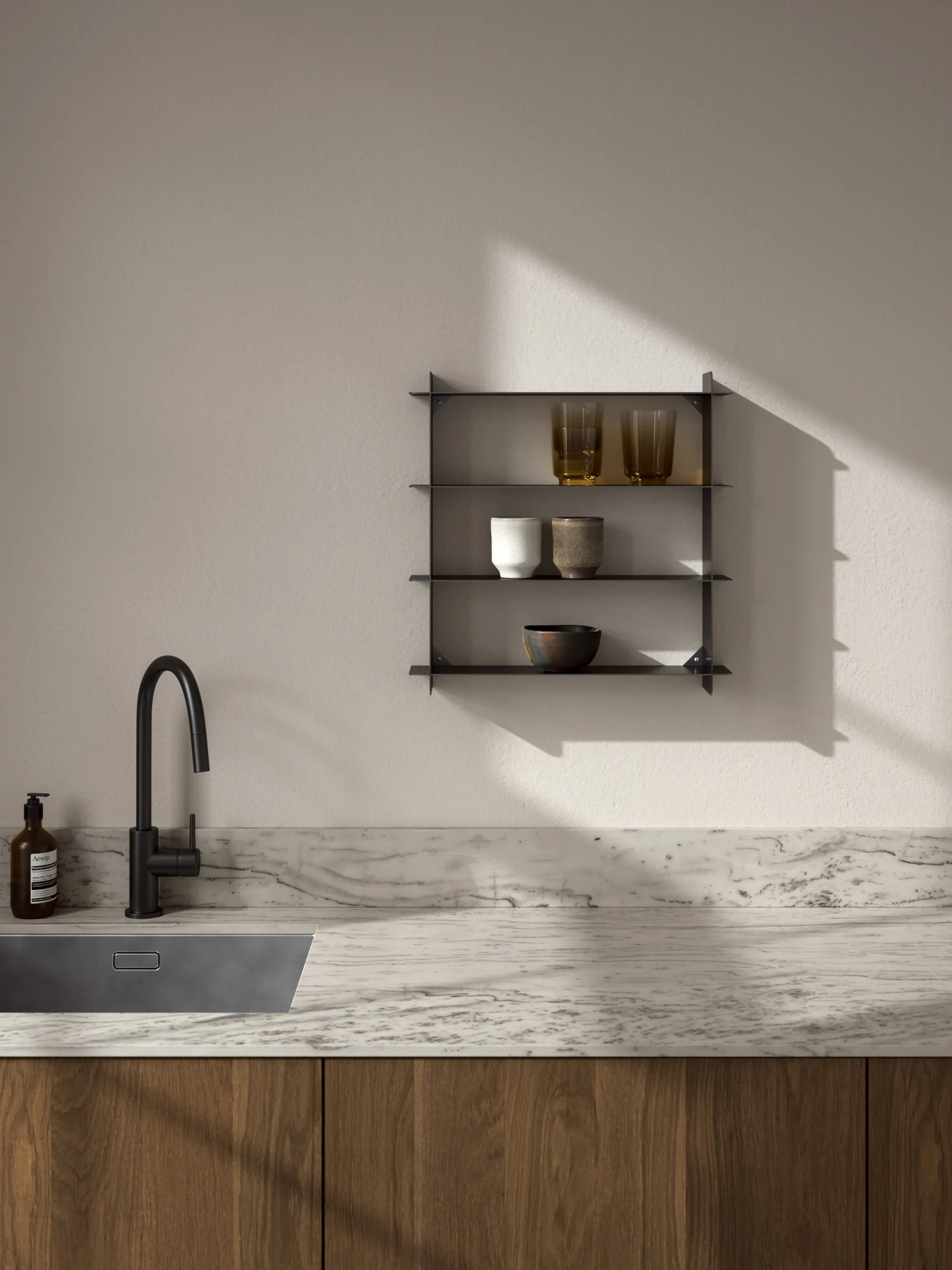 Estante de pared Division, Acero negro, 45×45×10 cm Andersen Furniture