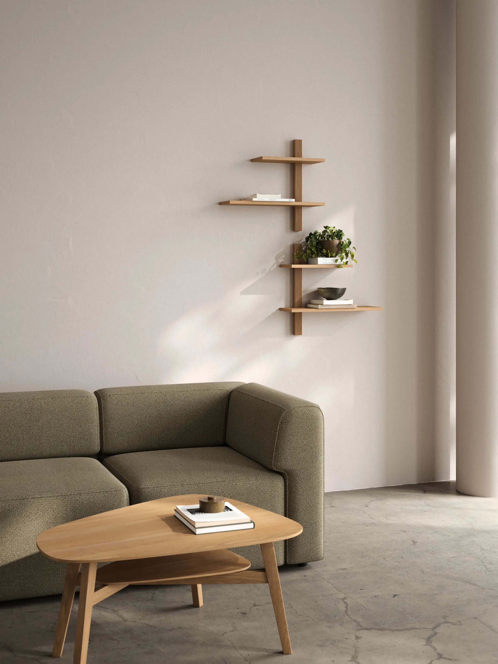 Estante de pared Phase, Roble natural aceitado, 68x18x55 cm Andersen Furniture