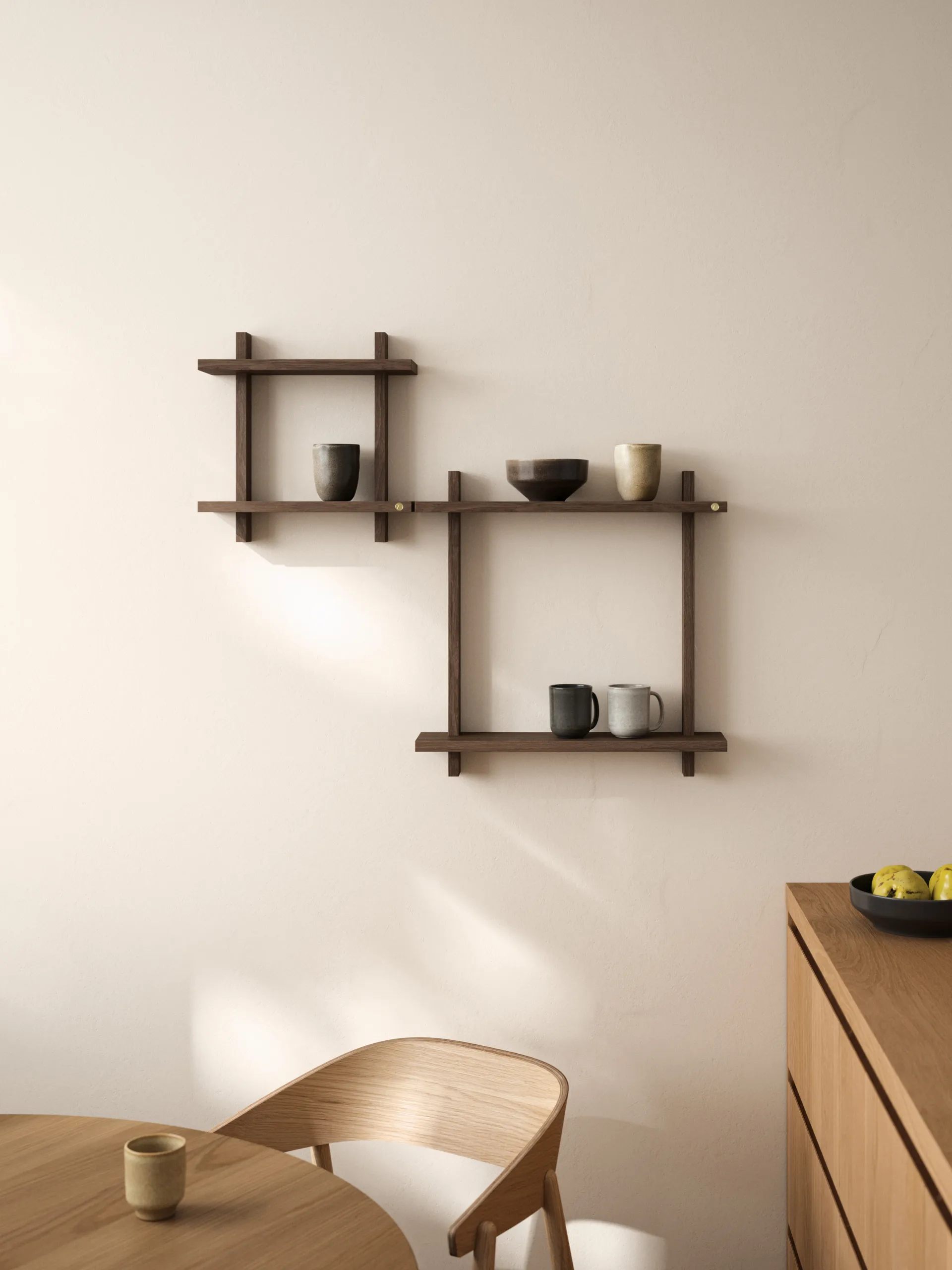 Estante de pared Treat doble, Roble ahumado aceitado, 50x12x50 cm Andersen Furniture