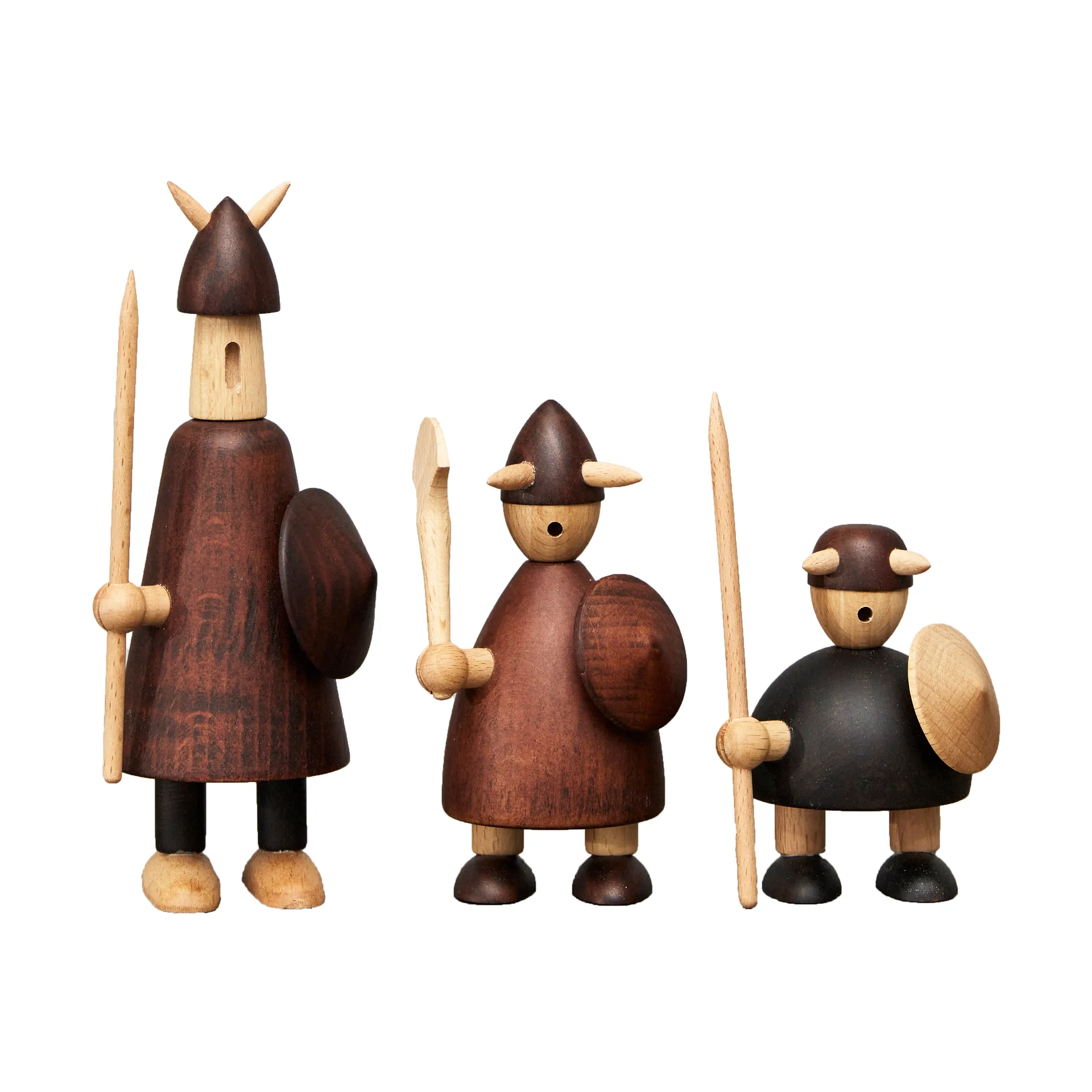 Set de 3 figuras de madera The vikings of Denmark, Stained beech Andersen Furniture