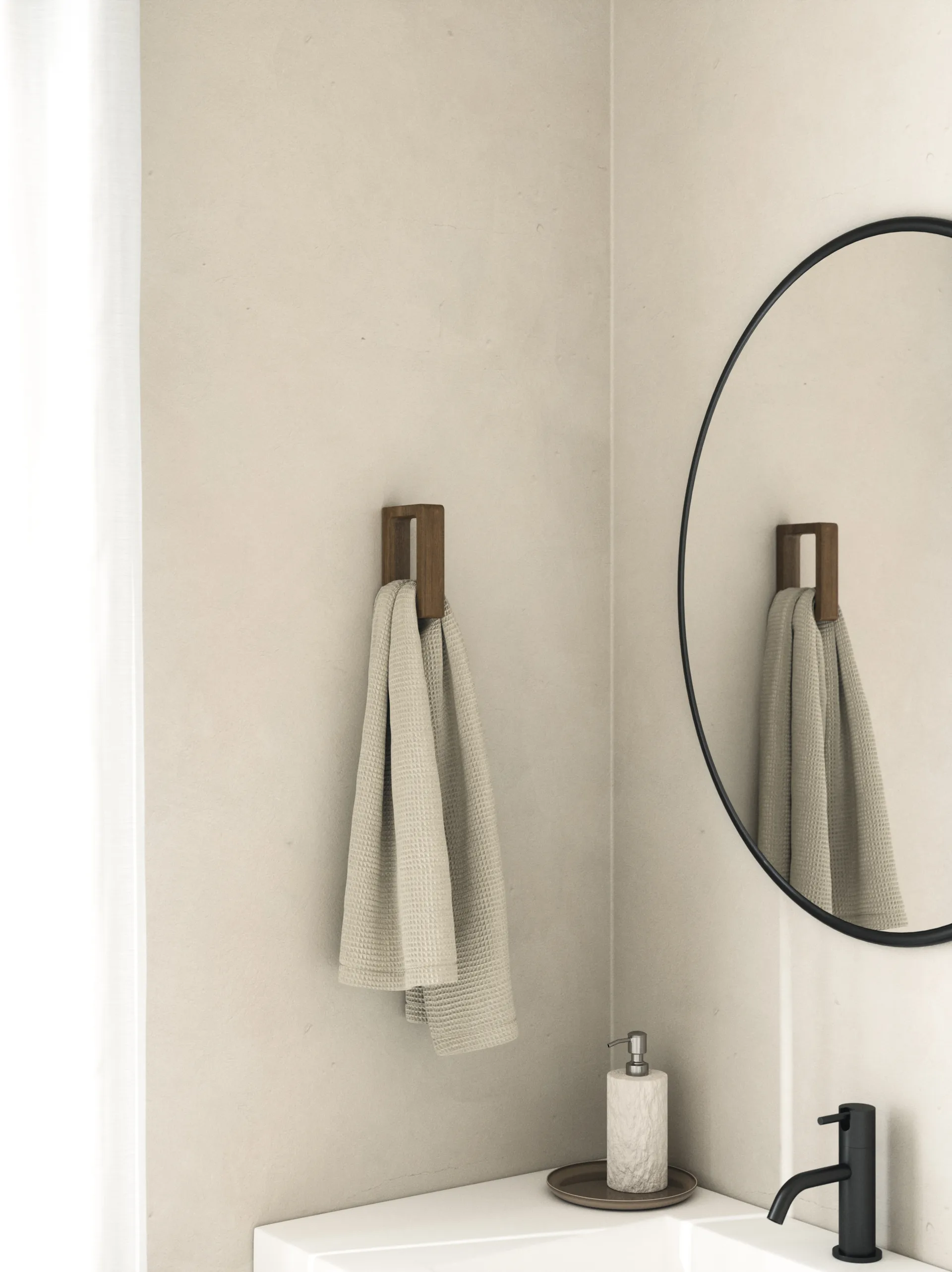 Toallero Andersen, Dark Stain Matt Lacquer Ash Andersen Furniture
