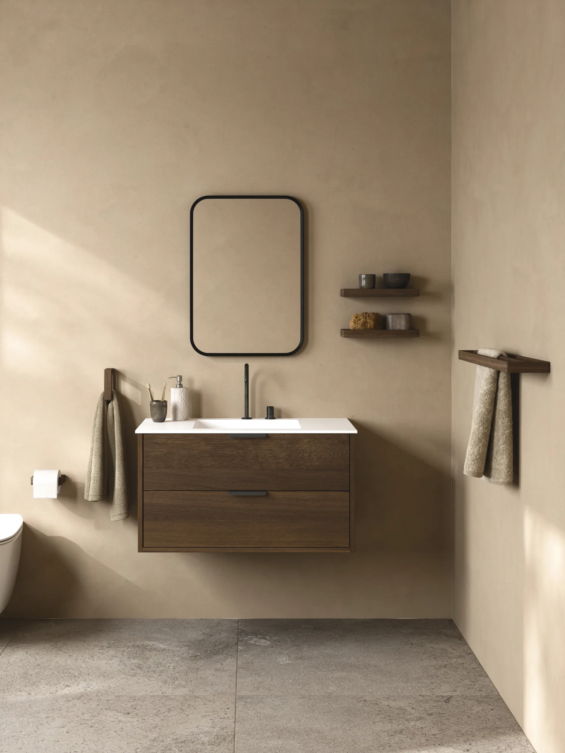 Toallero Andersen, Dark Stain Matt Lacquer Ash Andersen Furniture