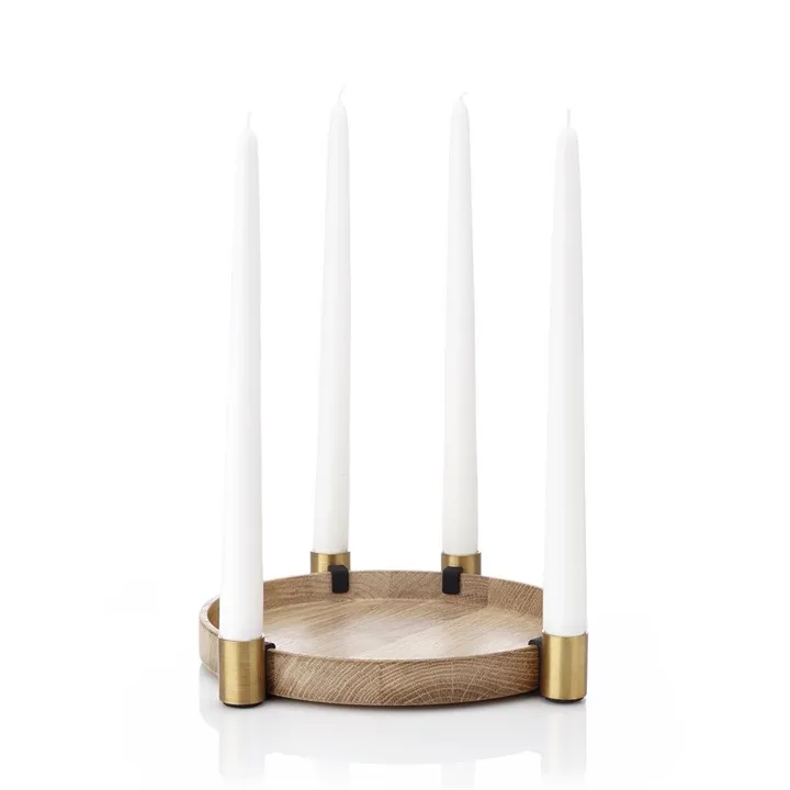 Candelabro de Adviento Luna - roble-latón - Applicata