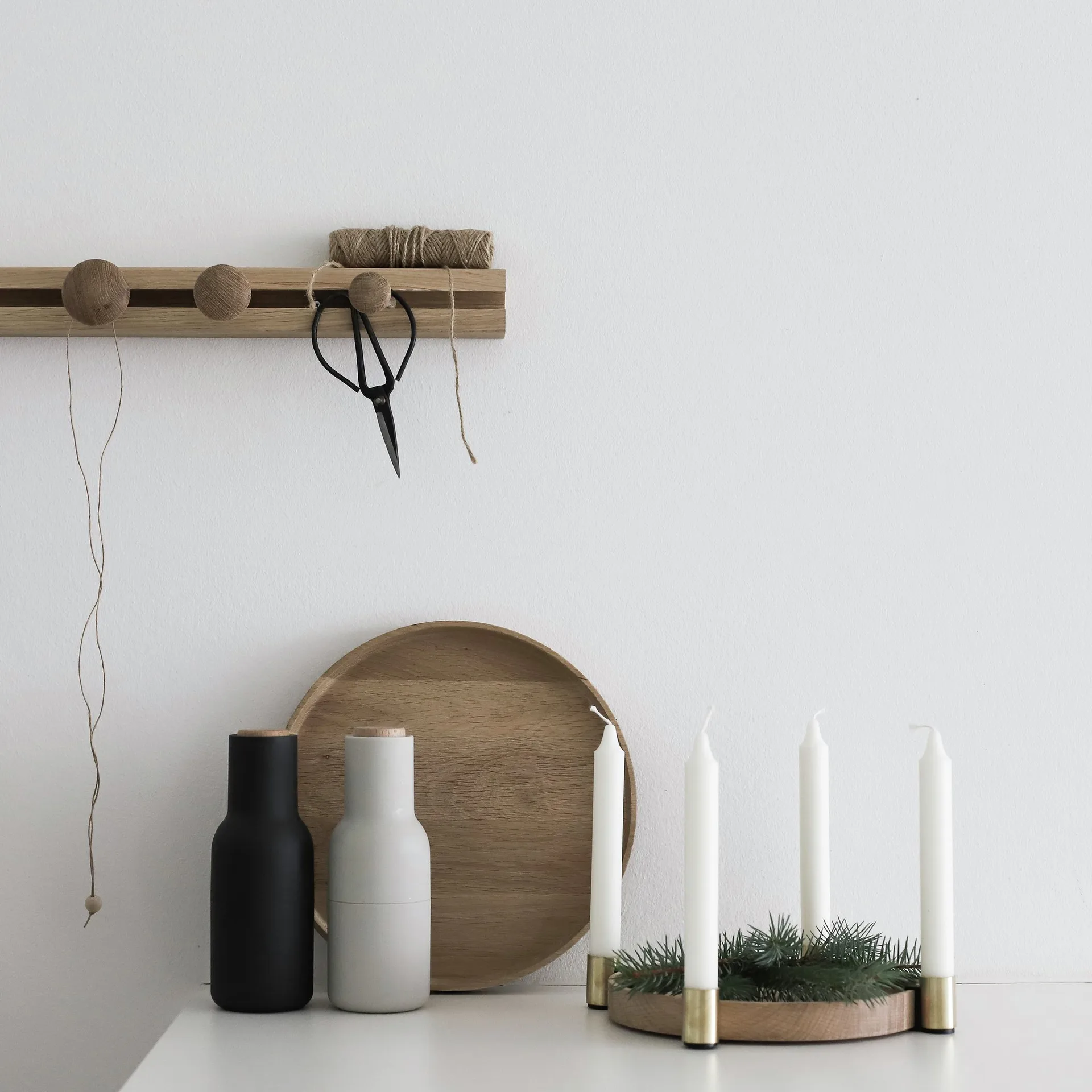 Candelabro Luna maxi, roble-latón Applicata