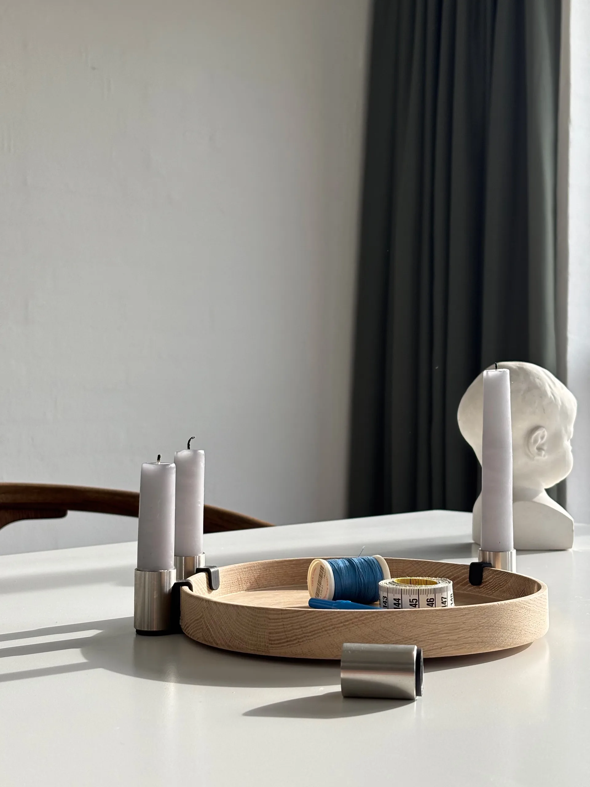 Portavelas Luna Ø27 cm, Roble-acero Applicata