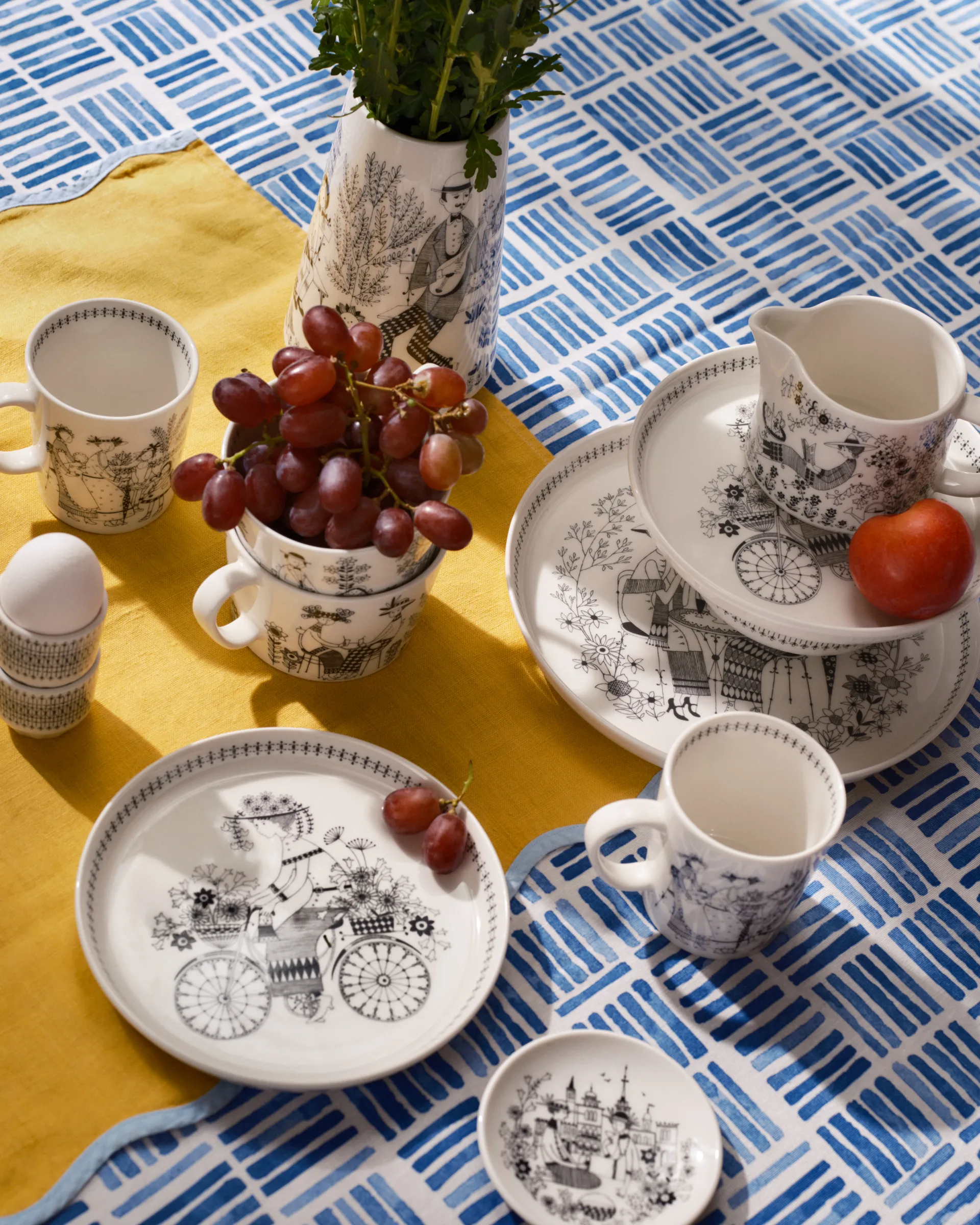 Jarrón Emilia 19 cm, Negro-blanco Arabia