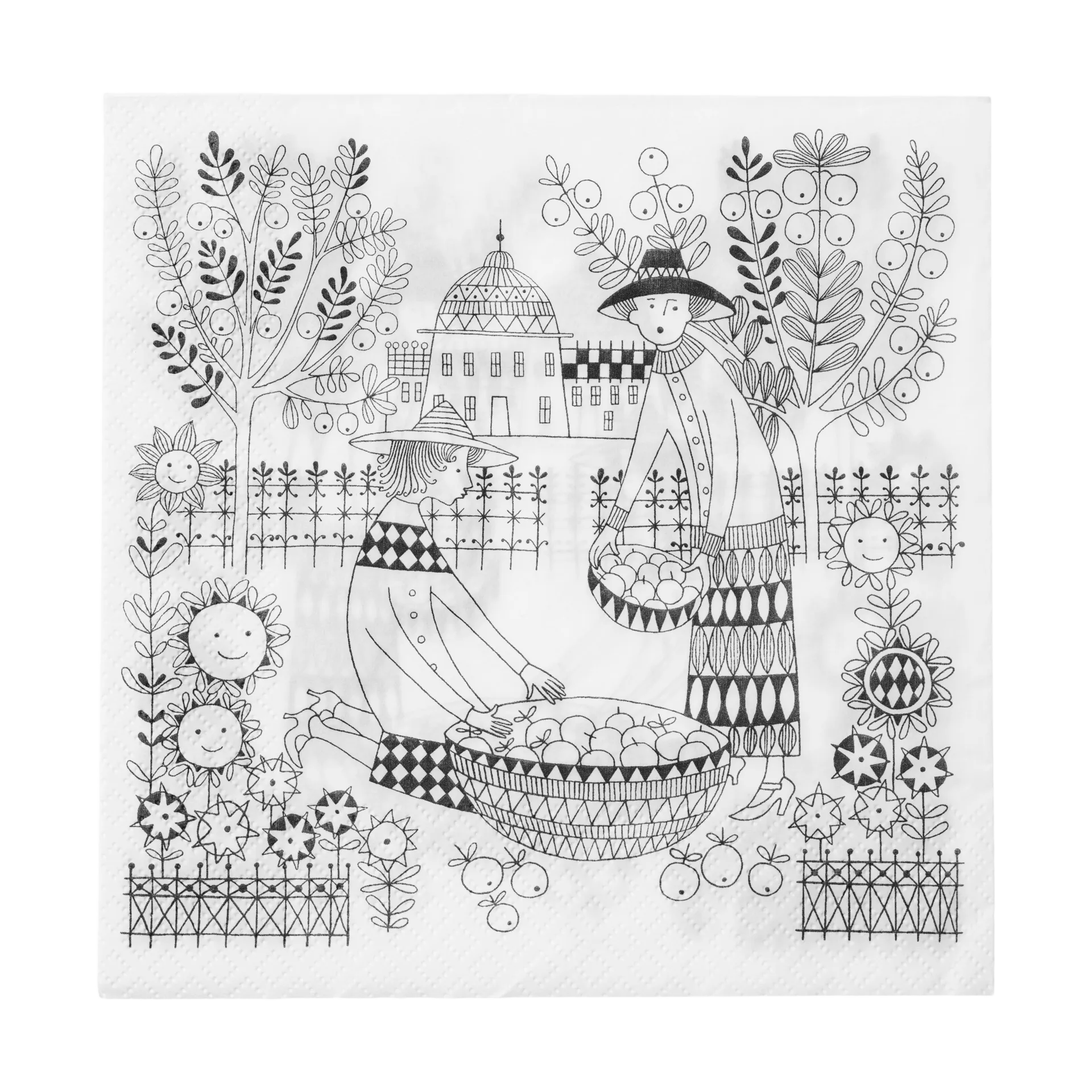 Servilletas de papel Emilia 33x33 cm paquete de 20, Negro-blanco Arabia