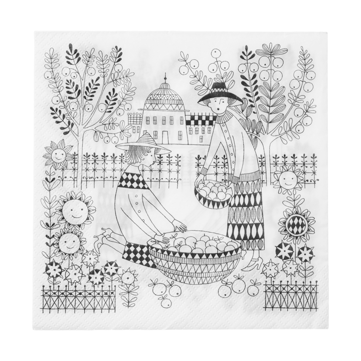 Servilletas de papel Emilia 33x33 cm paquete de 20 - Negro-blanco - Arabia