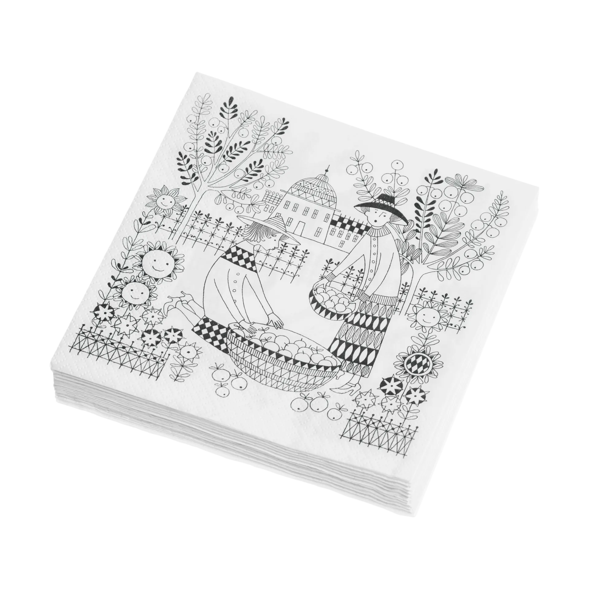 Servilletas de papel Emilia 33x33 cm paquete de 20, Negro-blanco Arabia