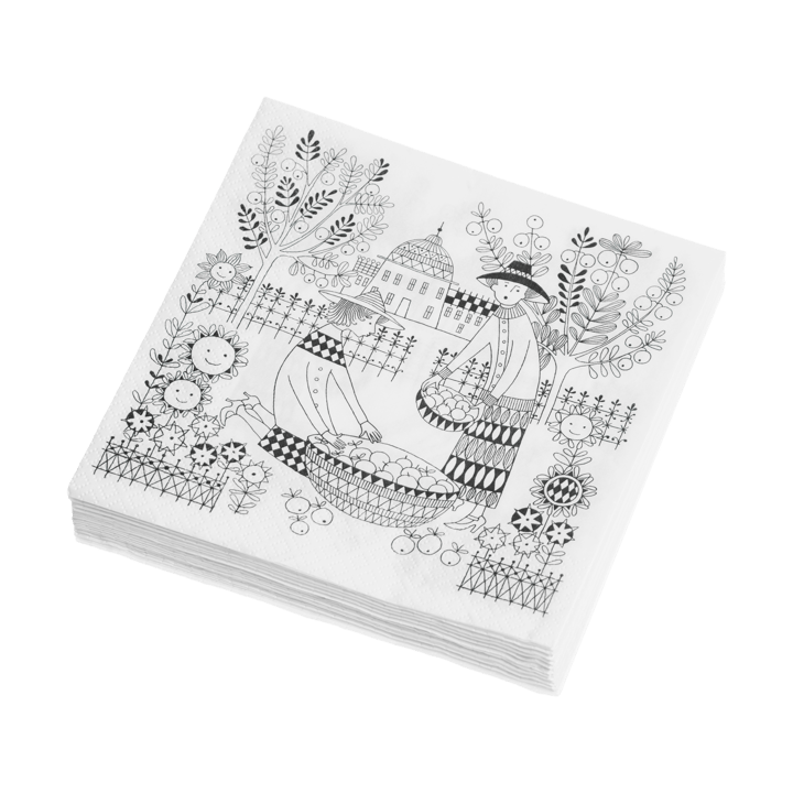 Servilletas de papel Emilia 33x33 cm paquete de 20, Negro-blanco Arabia