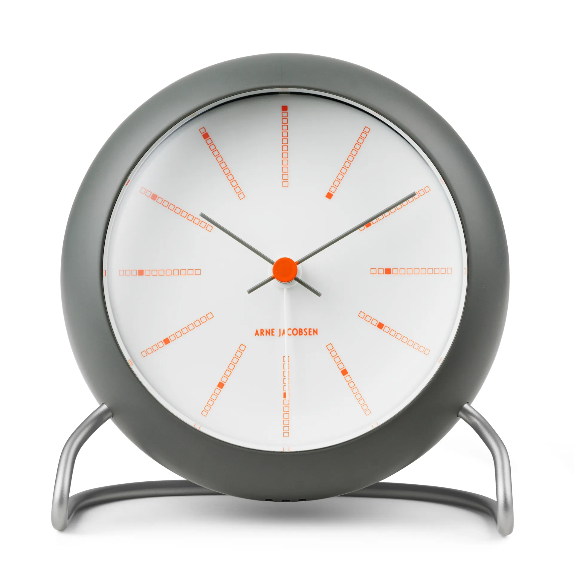 Reloj de mesa AJ Bankers Ø11 cm, gris oscuro Arne Jacobsen Clocks