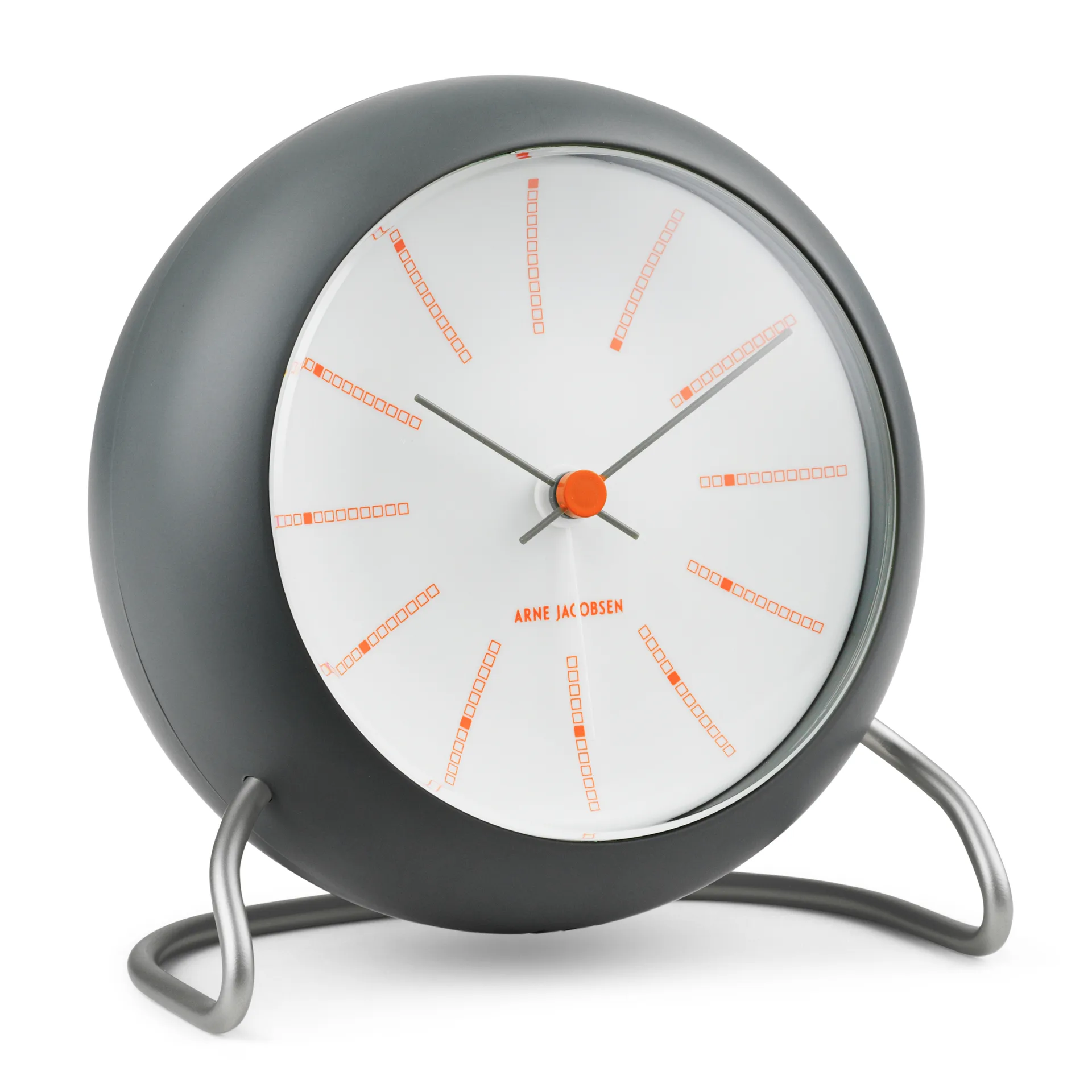 Reloj de mesa AJ Bankers Ø11 cm, gris oscuro Arne Jacobsen Clocks