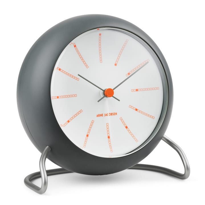 Reloj de mesa AJ Bankers Ø11 cm, gris oscuro Arne Jacobsen Clocks