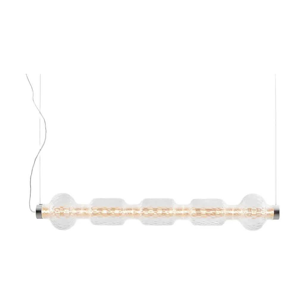 Lámpara colgante horizontal Alambicco, 5 tulipas de cristal Artemide