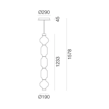 Lámpara colgante vertical Alambicco, control por app - 5 tulipas de cristal - Artemide