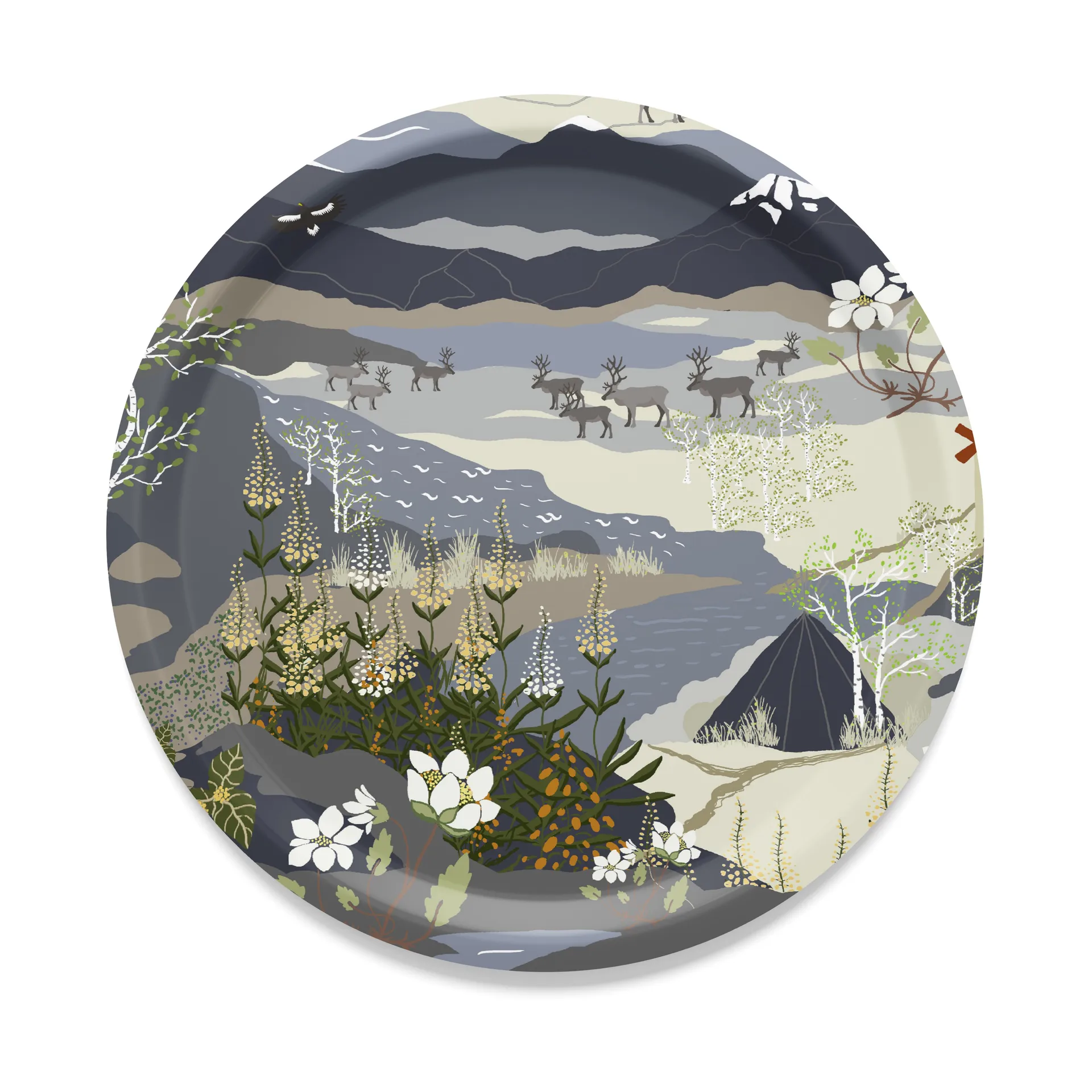 Bandeja Fjällvandring Ø31 cm, Azul Arvidssons Textil