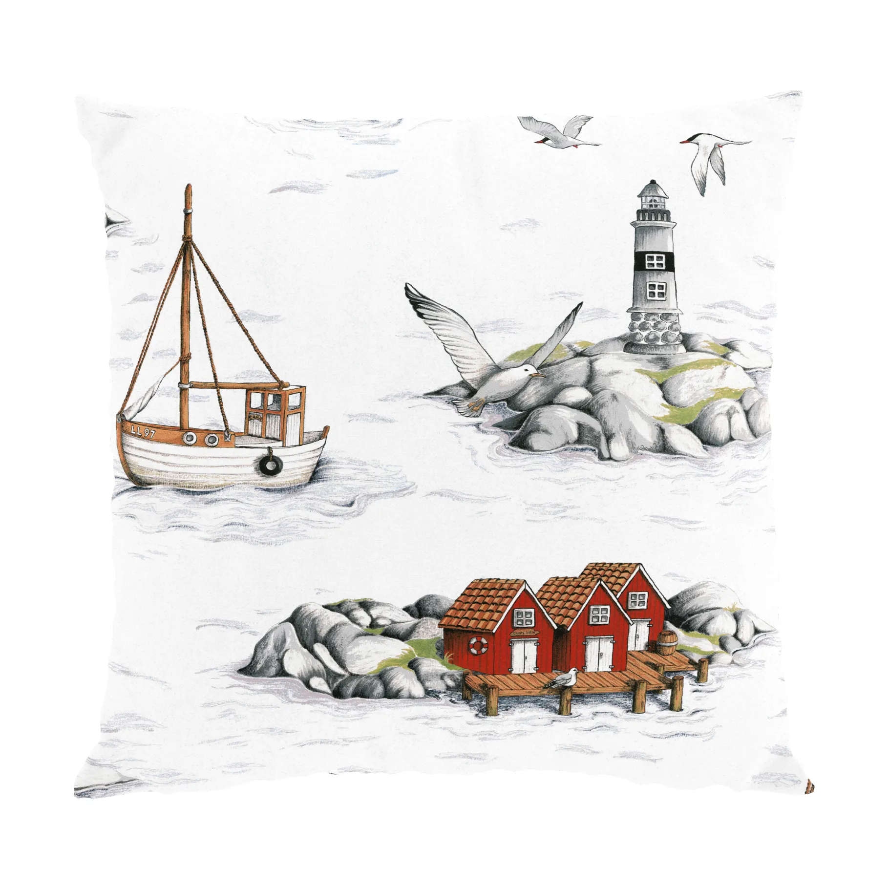 Funda de cojín Fiskeskär 47x47 cm, Blanco Arvidssons Textil
