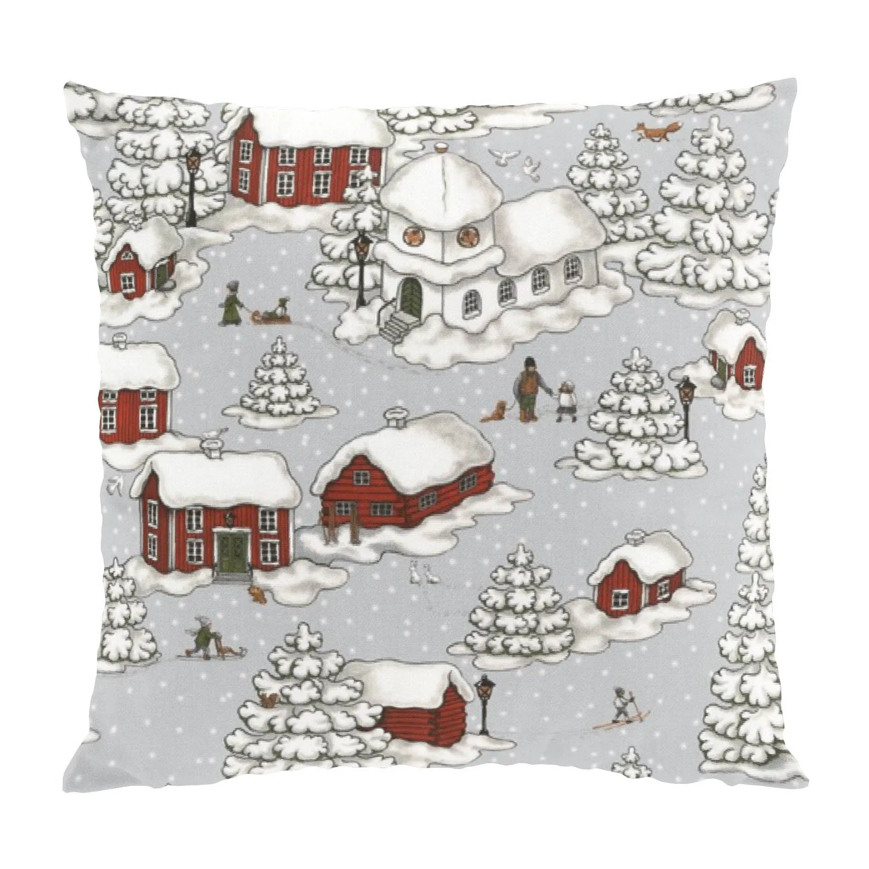 Funda de cojín Timmerbyn 47x47 cm, gris-rojo Arvidssons Textil