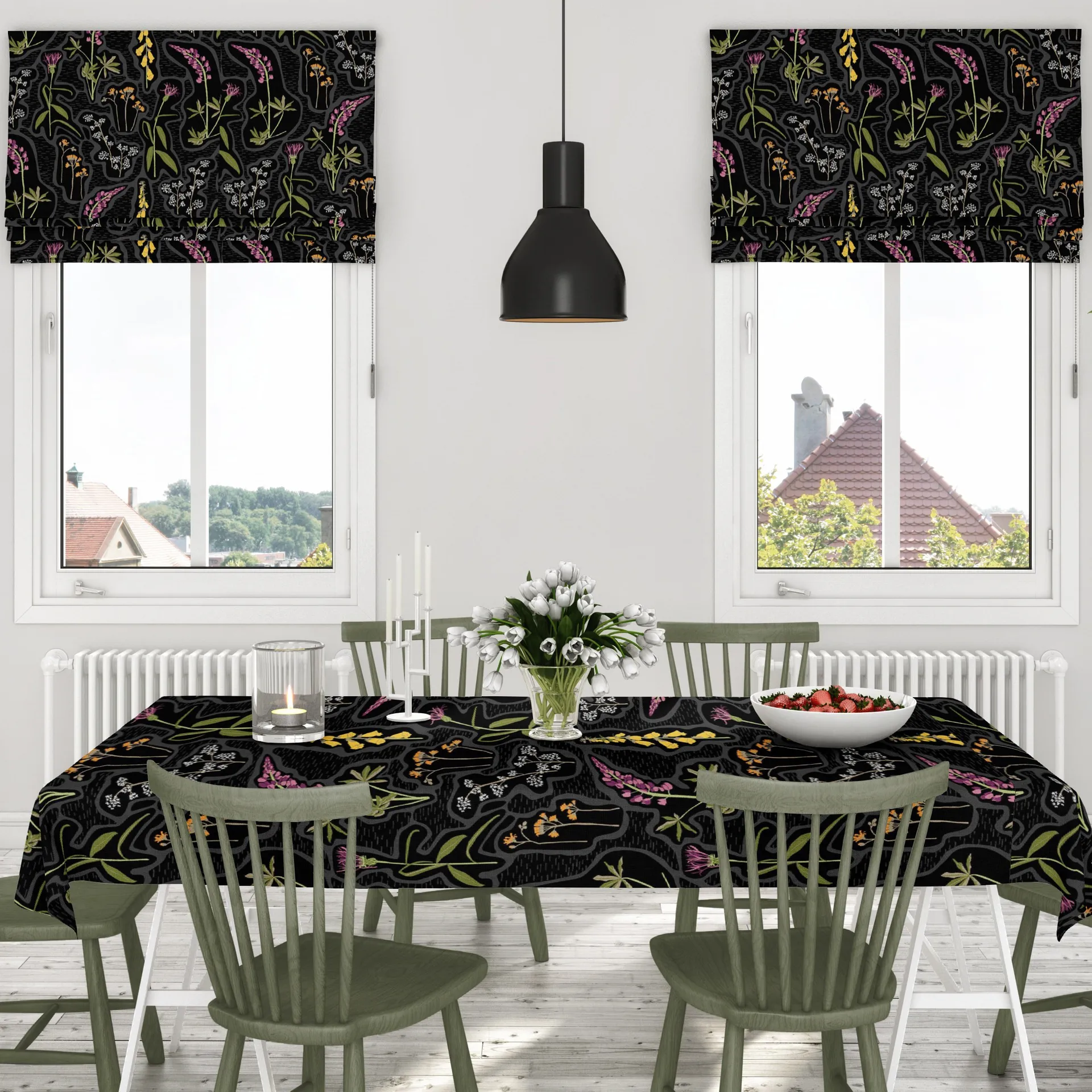 Hule Florens, negro-multi Arvidssons Textil