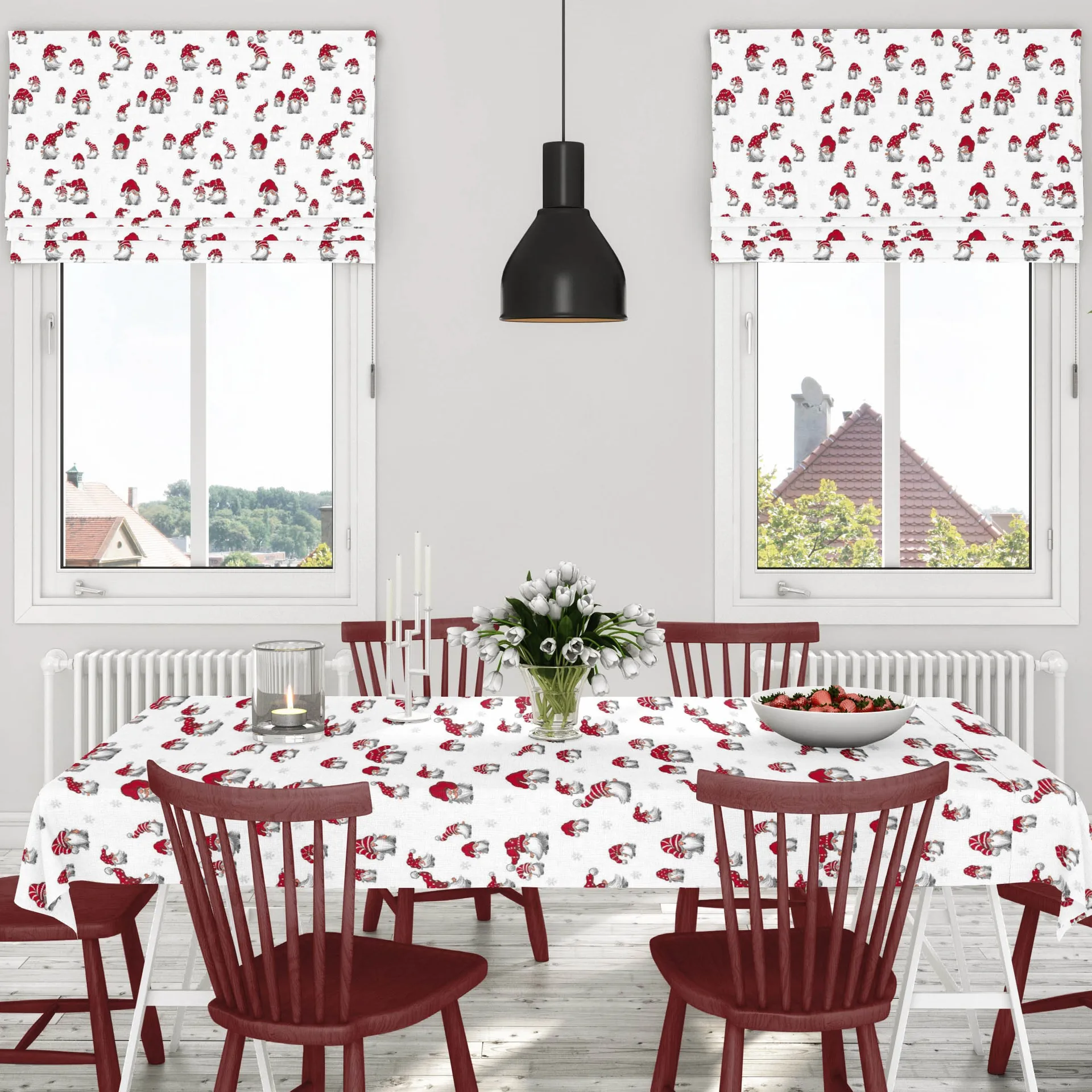 Hule Julian, Off white-rojo Arvidssons Textil
