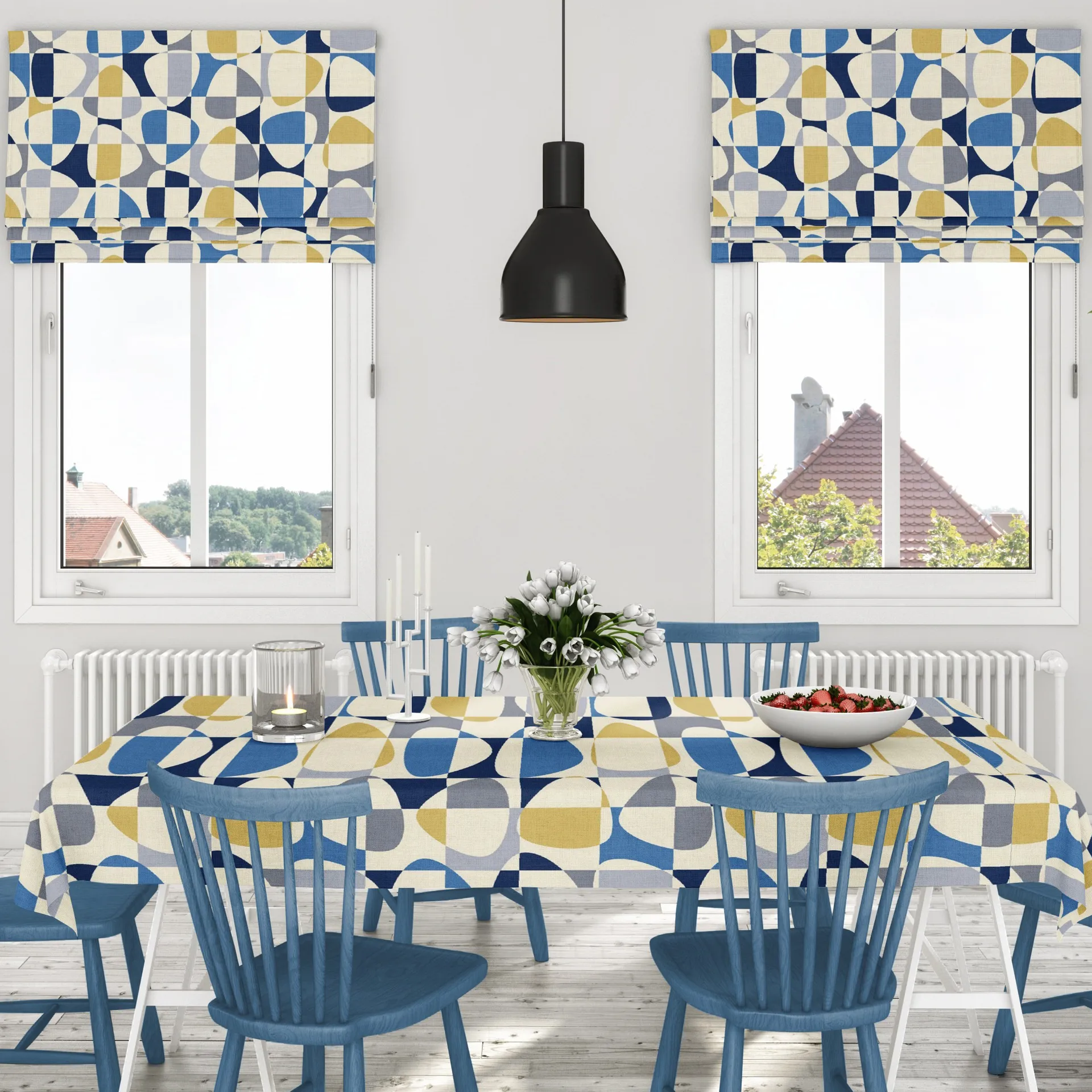 Hule Mosaik, azul Arvidssons Textil